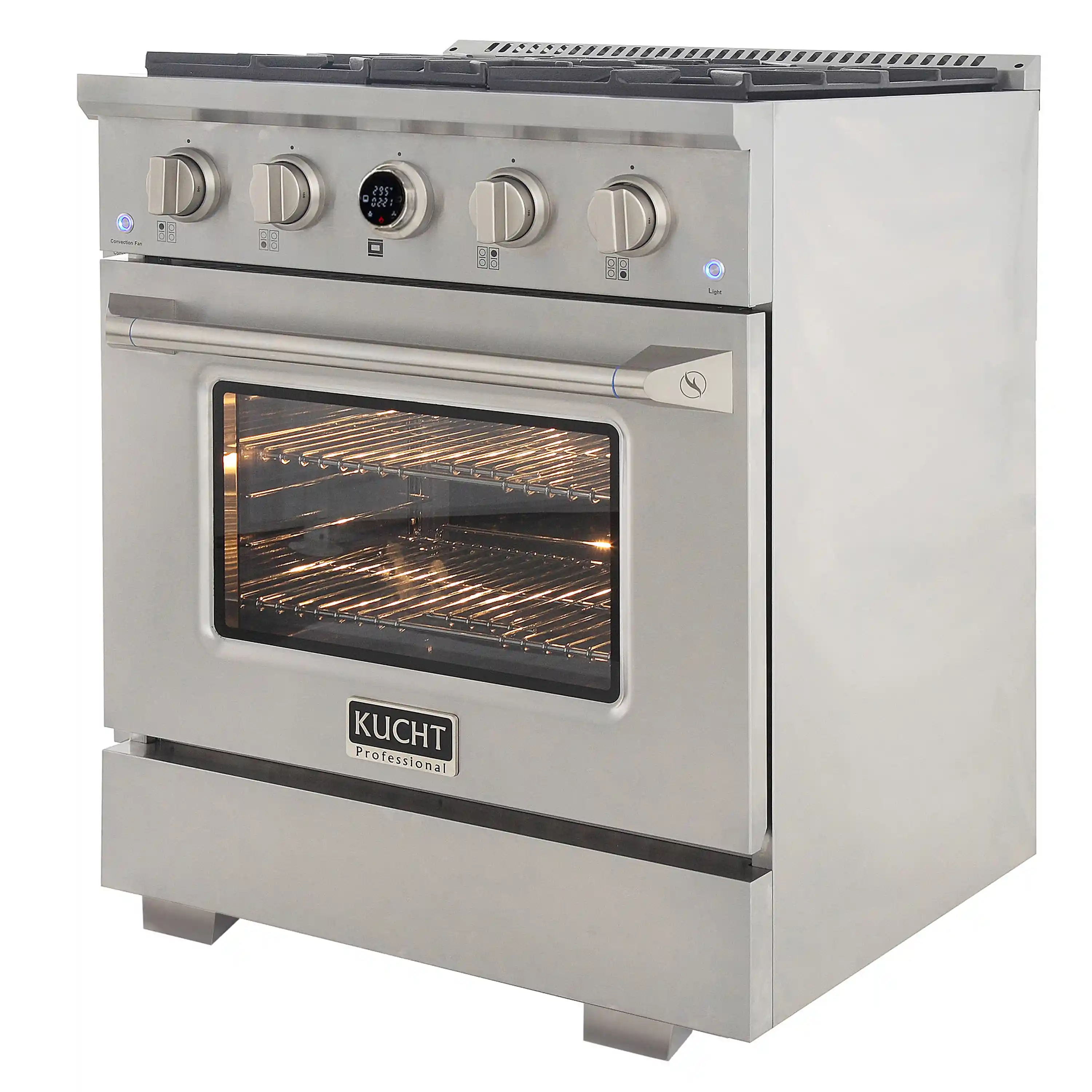 Kucht Horus 30-Inch Dual Fuel Range in Propane Gas with  4.2 cu. ft. Electric Oven & 4 Gas Burners in Stainless Steel with Digital Thermostat (KXP30-SS/LP) - Image 3