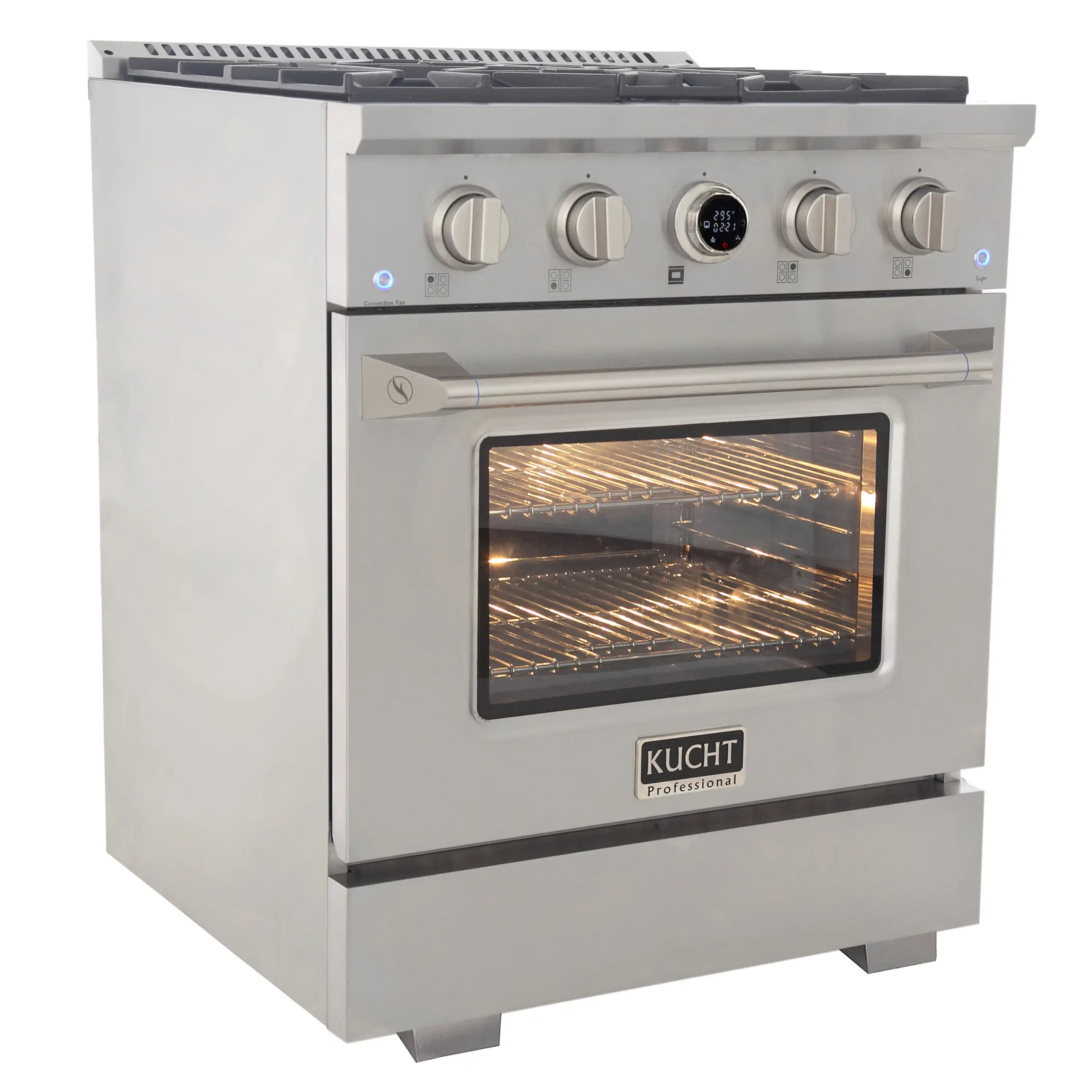 Kucht Horus 30-Inch Dual Fuel Range in Propane Gas with  4.2 cu. ft. Electric Oven & 4 Gas Burners in Stainless Steel with Digital Thermostat (KXP30-SS/LP) - Image 4