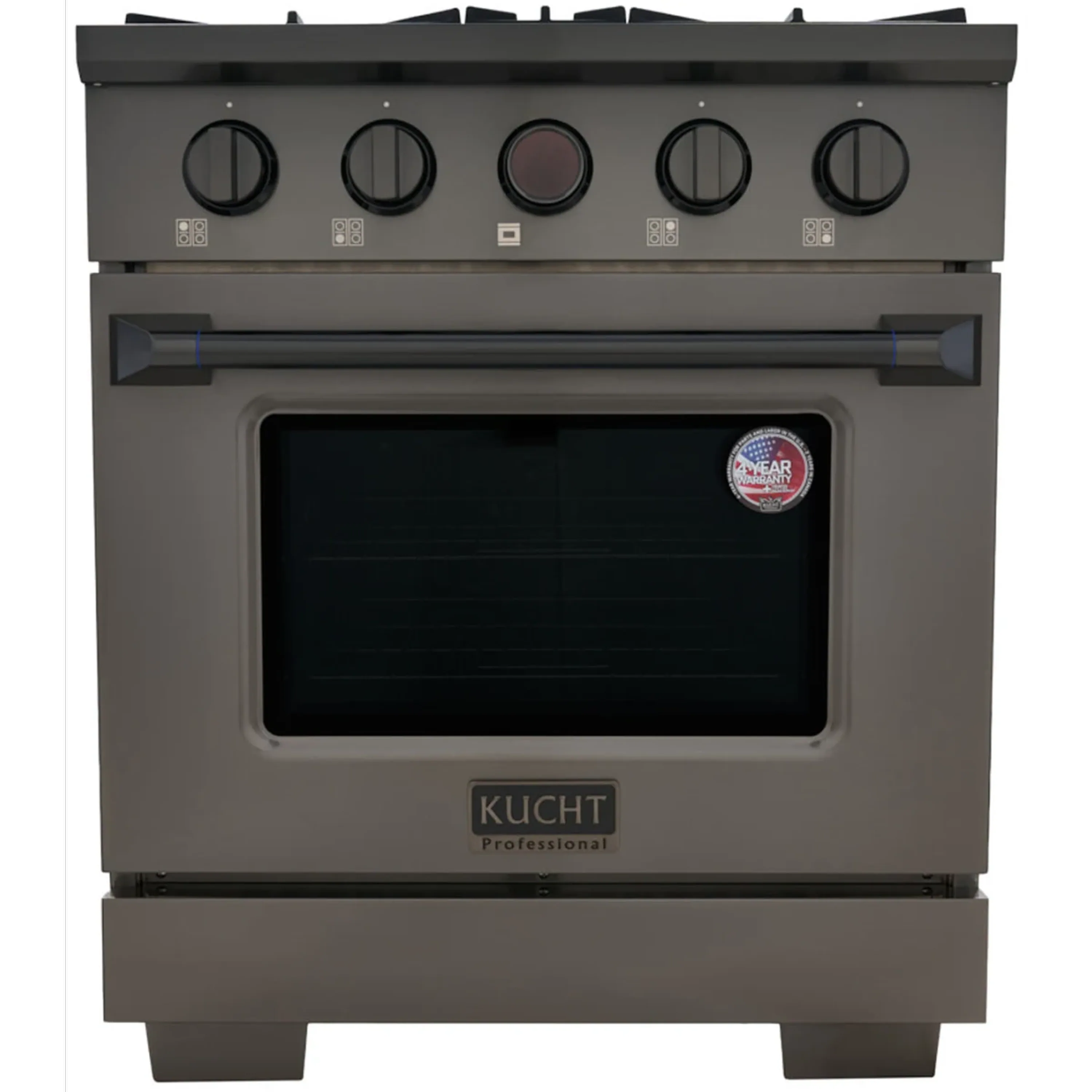 Kucht KX Gemstone 30-Inch Freestanding Natural Gas Dual Fuel Range with 4 Brass Burners, 4.2 Cu. Ft. Oven Capacity in Titanium Stainless Steel (KXD30-TT) - Image 2