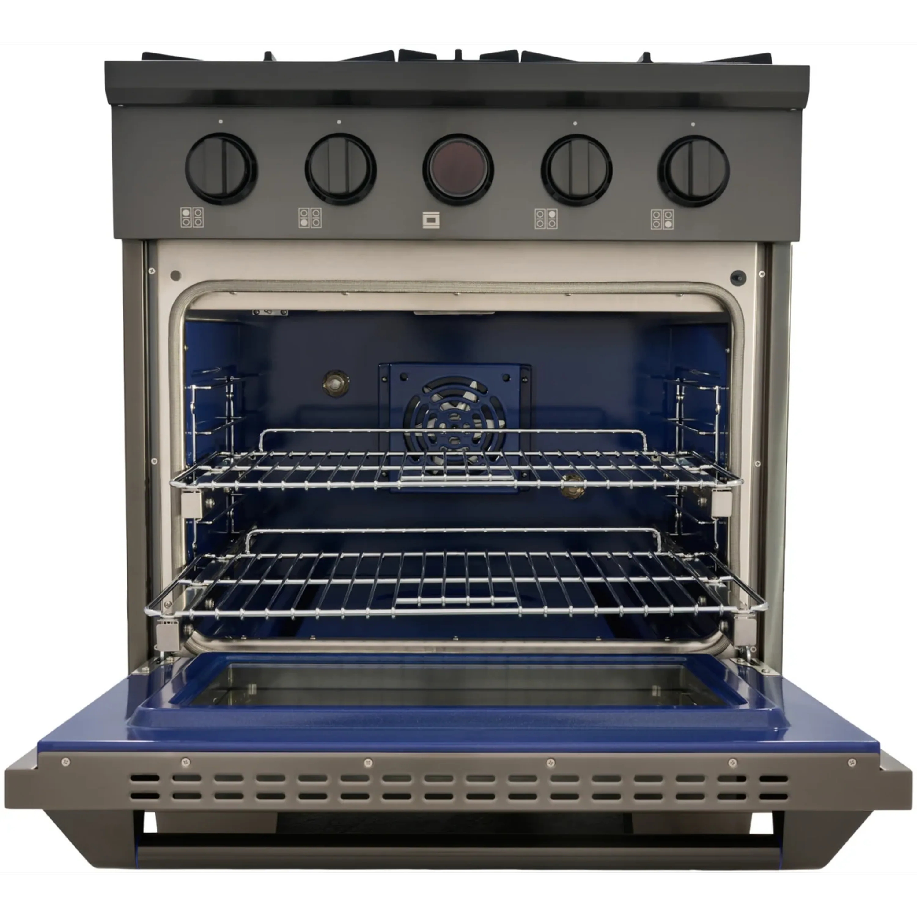 Kucht KX Gemstone 30-Inch Freestanding Natural Gas Dual Fuel Range with 4 Brass Burners, 4.2 Cu. Ft. Oven Capacity in Titanium Stainless Steel (KXD30-TT) - Image 3