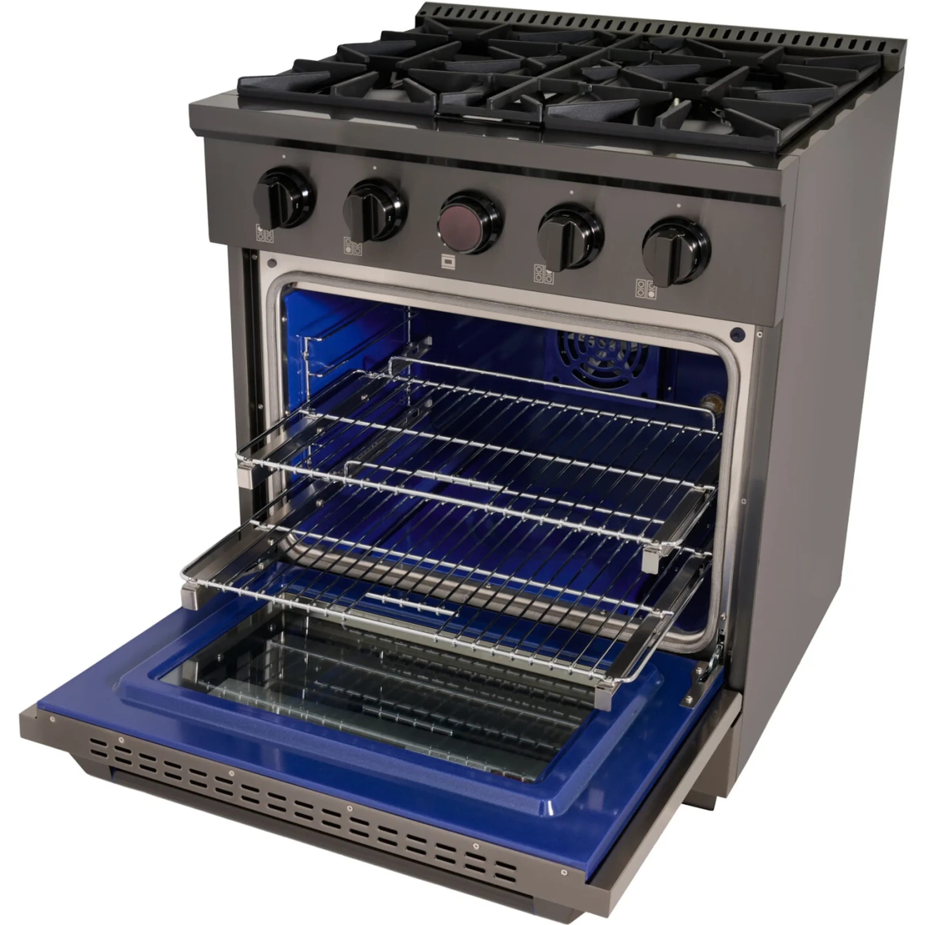 Kucht KX Gemstone 30-Inch Freestanding Natural Gas Dual Fuel Range with 4 Brass Burners, 4.2 Cu. Ft. Oven Capacity in Titanium Stainless Steel (KXD30-TT) - Image 4