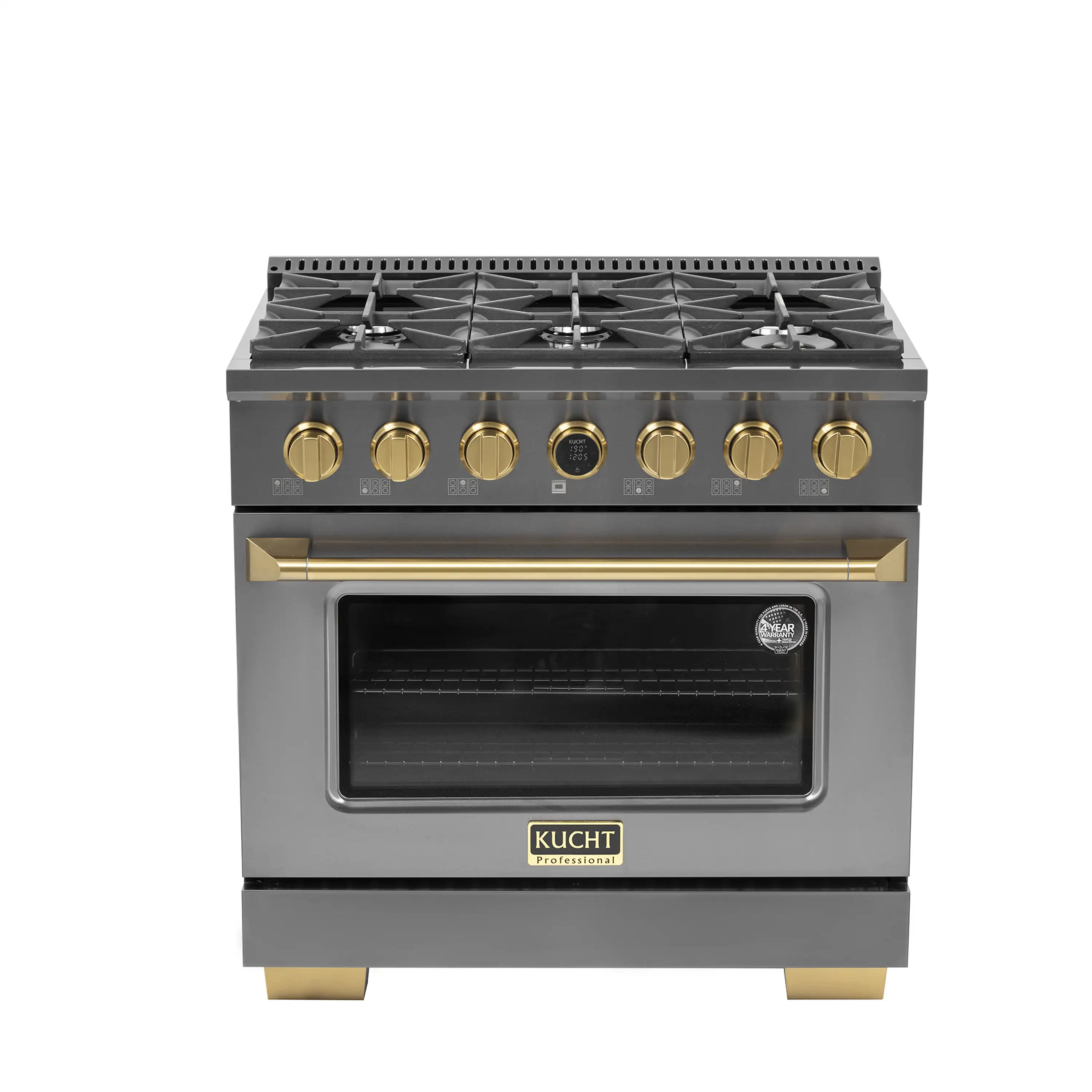 Kucht Horus 36-Inch Dual Fuel Range in Propane Gas with  5.2 cu. ft. Electric Oven & 6 Gas Burners in Dark Titanium Stainless Steel with Digital Thermostat (KXD36/LP) - Image 2