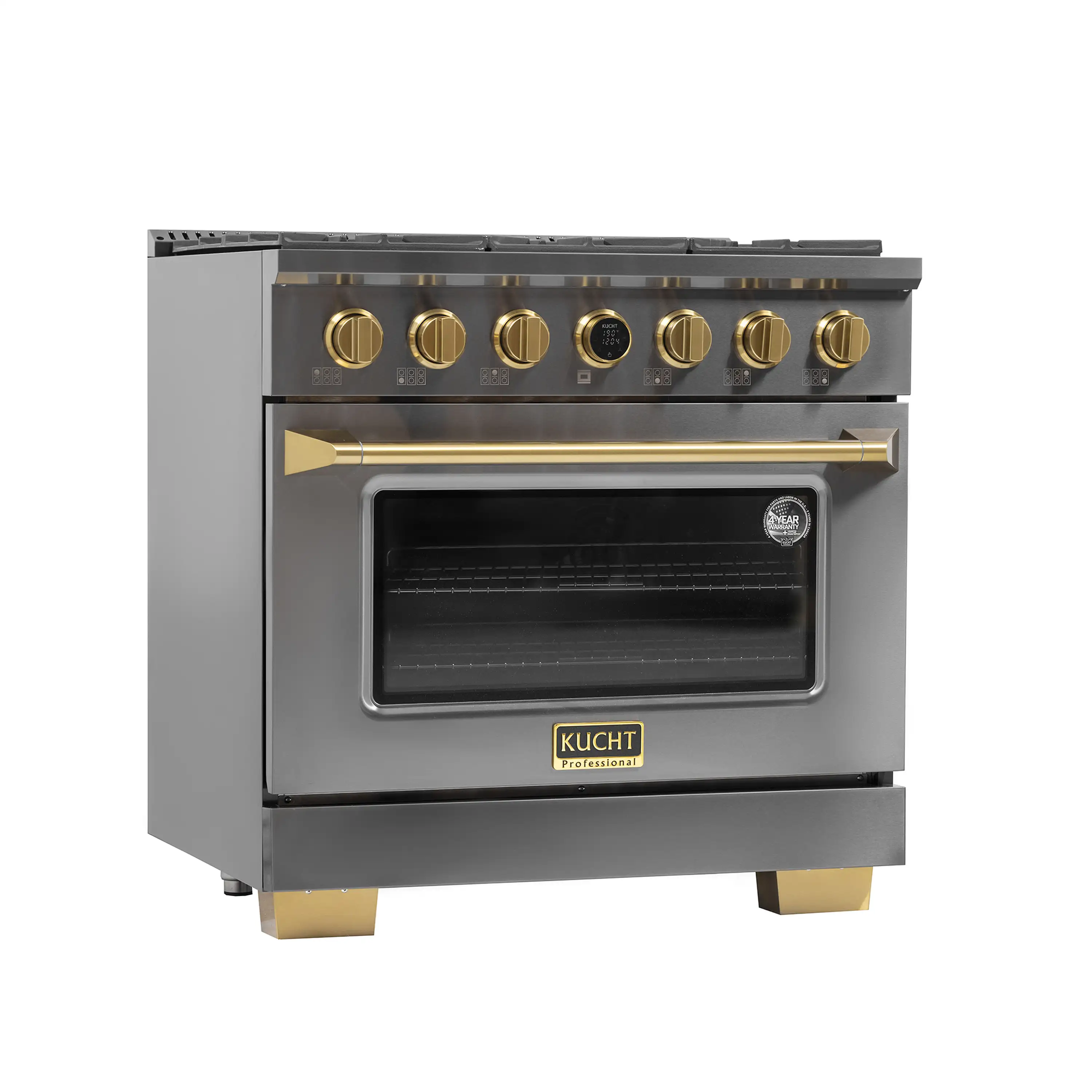 Kucht Horus 36-Inch Dual Fuel Range in Propane Gas with  5.2 cu. ft. Electric Oven & 6 Gas Burners in Dark Titanium Stainless Steel with Digital Thermostat (KXD36/LP) - Image 3