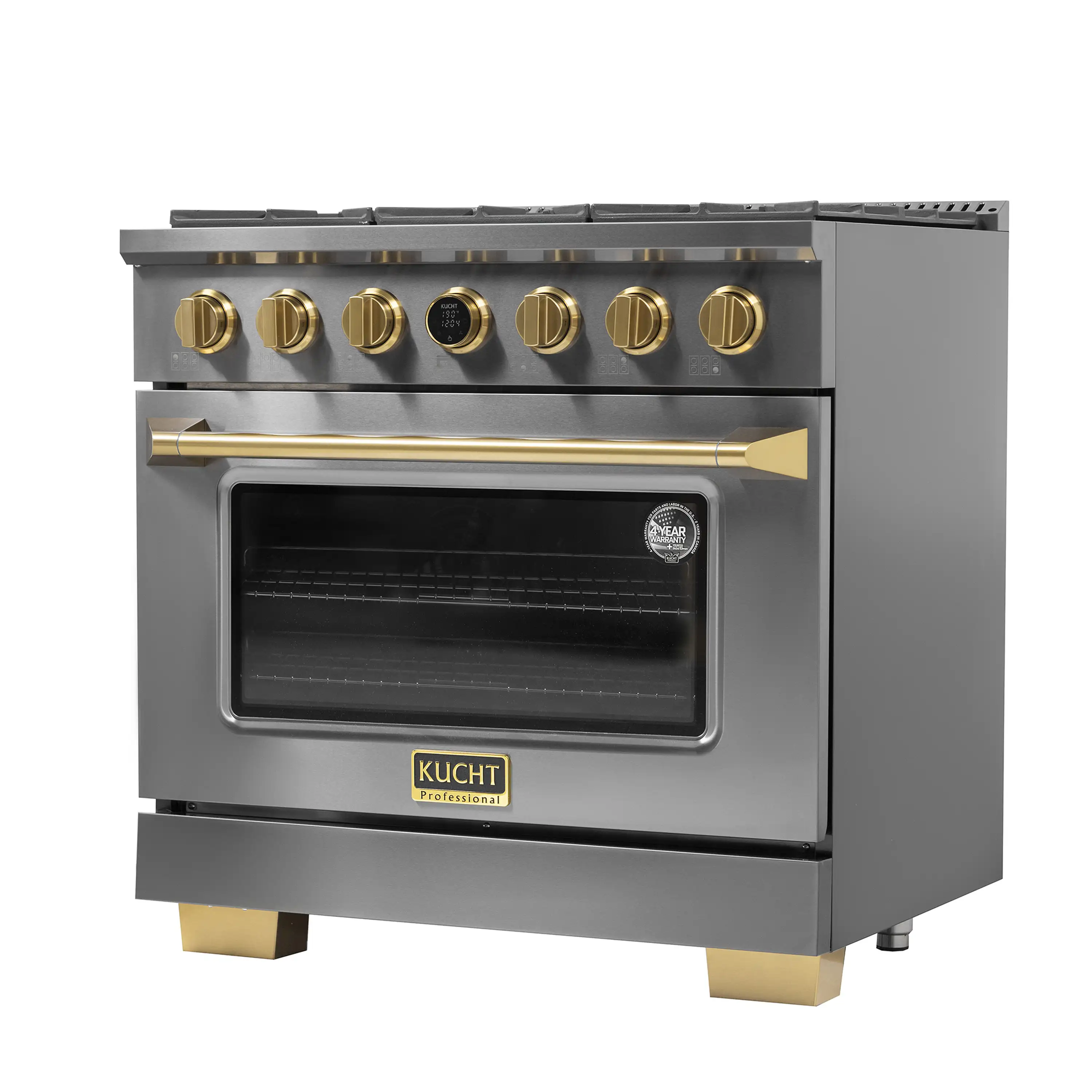 Kucht Horus 36-Inch Dual Fuel Range in Propane Gas with  5.2 cu. ft. Electric Oven & 6 Gas Burners in Dark Titanium Stainless Steel with Digital Thermostat (KXD36/LP) - Image 4
