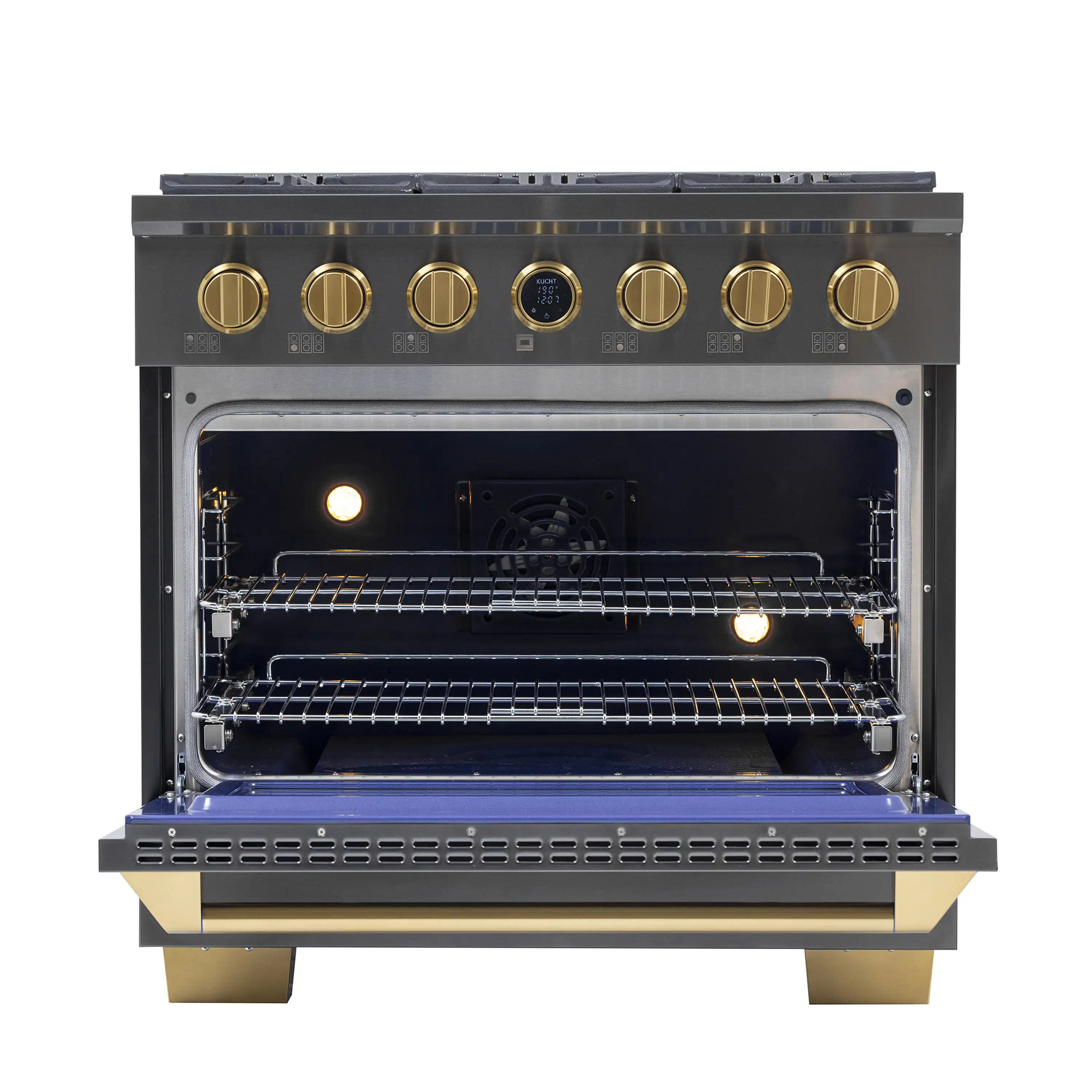 Kucht Horus 36-Inch Dual Fuel Range in Propane Gas with  5.2 cu. ft. Electric Oven & 6 Gas Burners in Dark Titanium Stainless Steel with Digital Thermostat (KXD36/LP) - Image 5