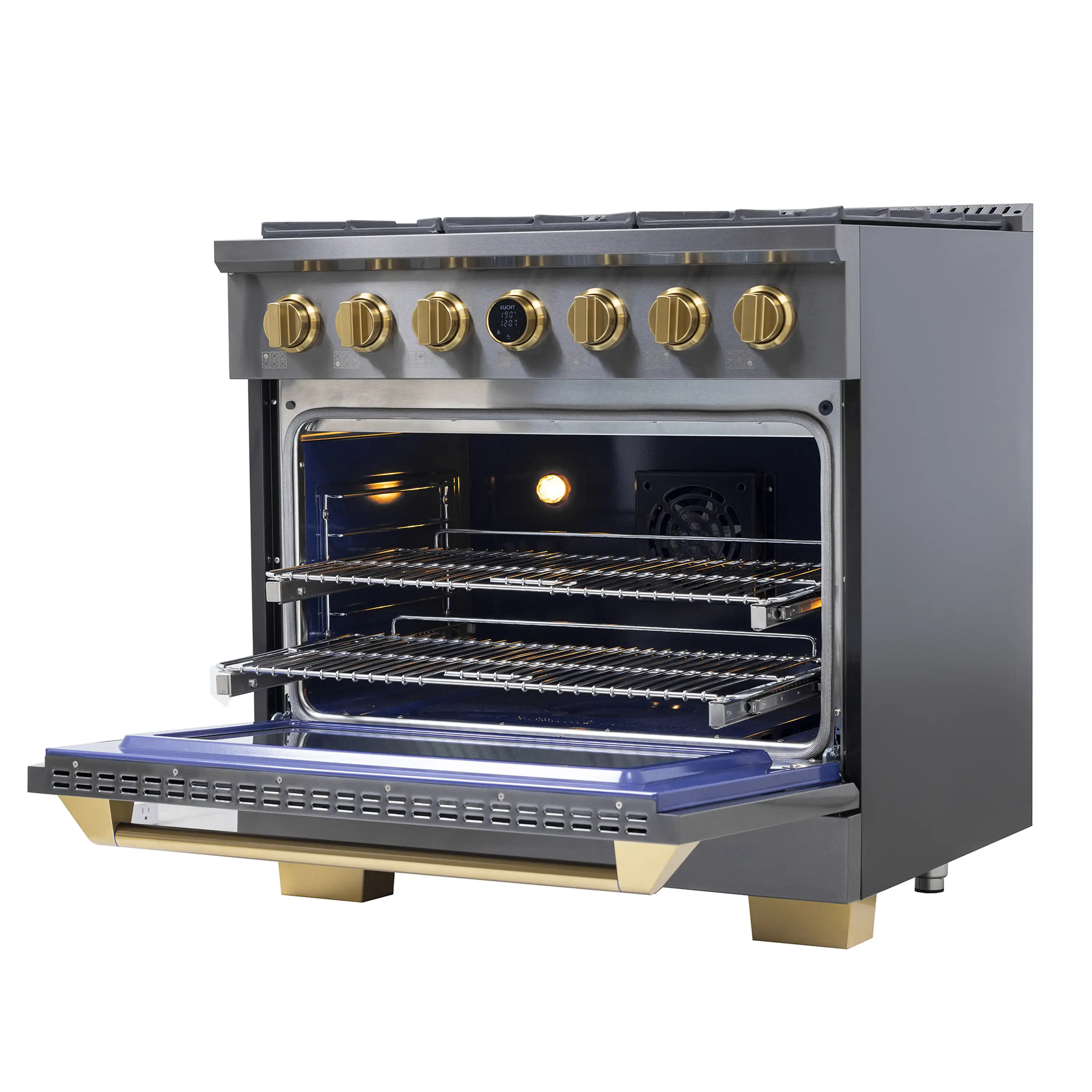 Kucht Horus 36-Inch Dual Fuel Range in Propane Gas with  5.2 cu. ft. Electric Oven & 6 Gas Burners in Dark Titanium Stainless Steel with Digital Thermostat (KXD36/LP) - Image 7