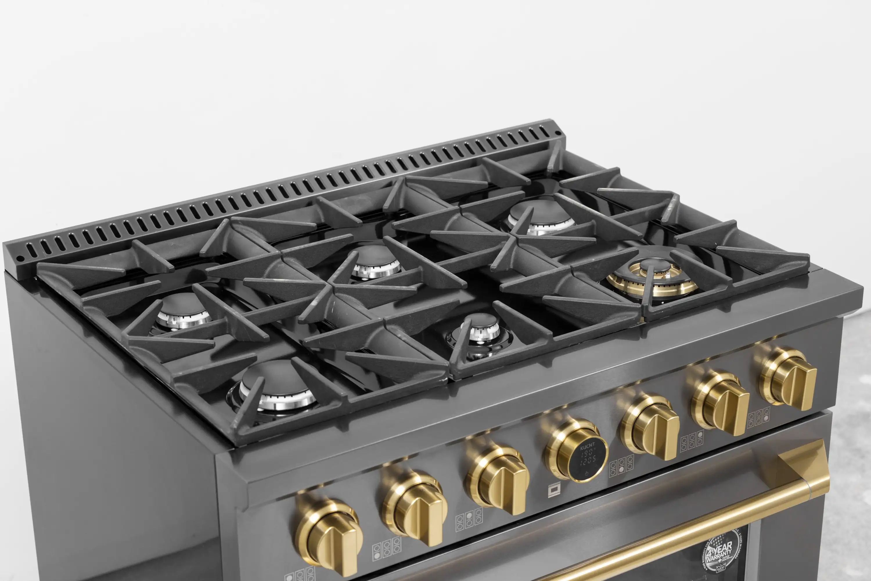 Kucht Horus 36-Inch Dual Fuel Range in Propane Gas with  5.2 cu. ft. Electric Oven & 6 Gas Burners in Dark Titanium Stainless Steel with Digital Thermostat (KXD36/LP) - Image 8