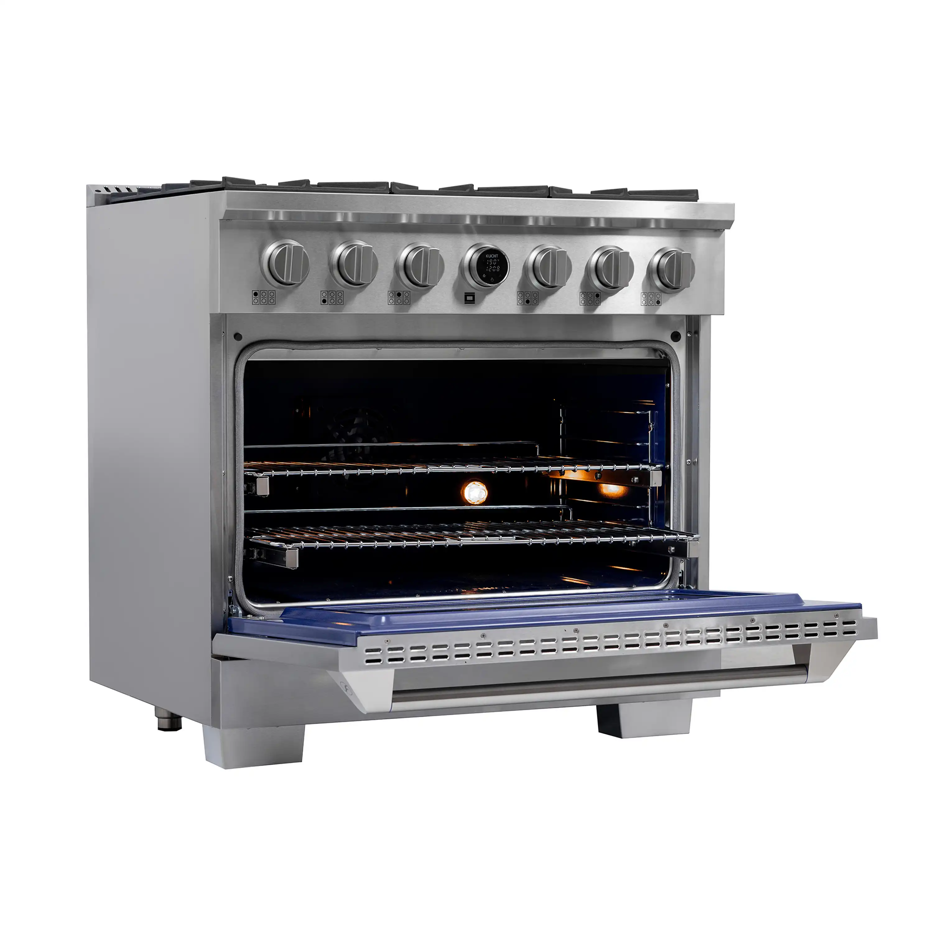 Kucht Horus 36-Inch Dual Fuel Range in Propane Gas with  5.2 cu. ft. Electric Oven & 6 Gas Burners in Stainless Steel with Digital Thermostat (KXP36-SS/LP) - Image 10