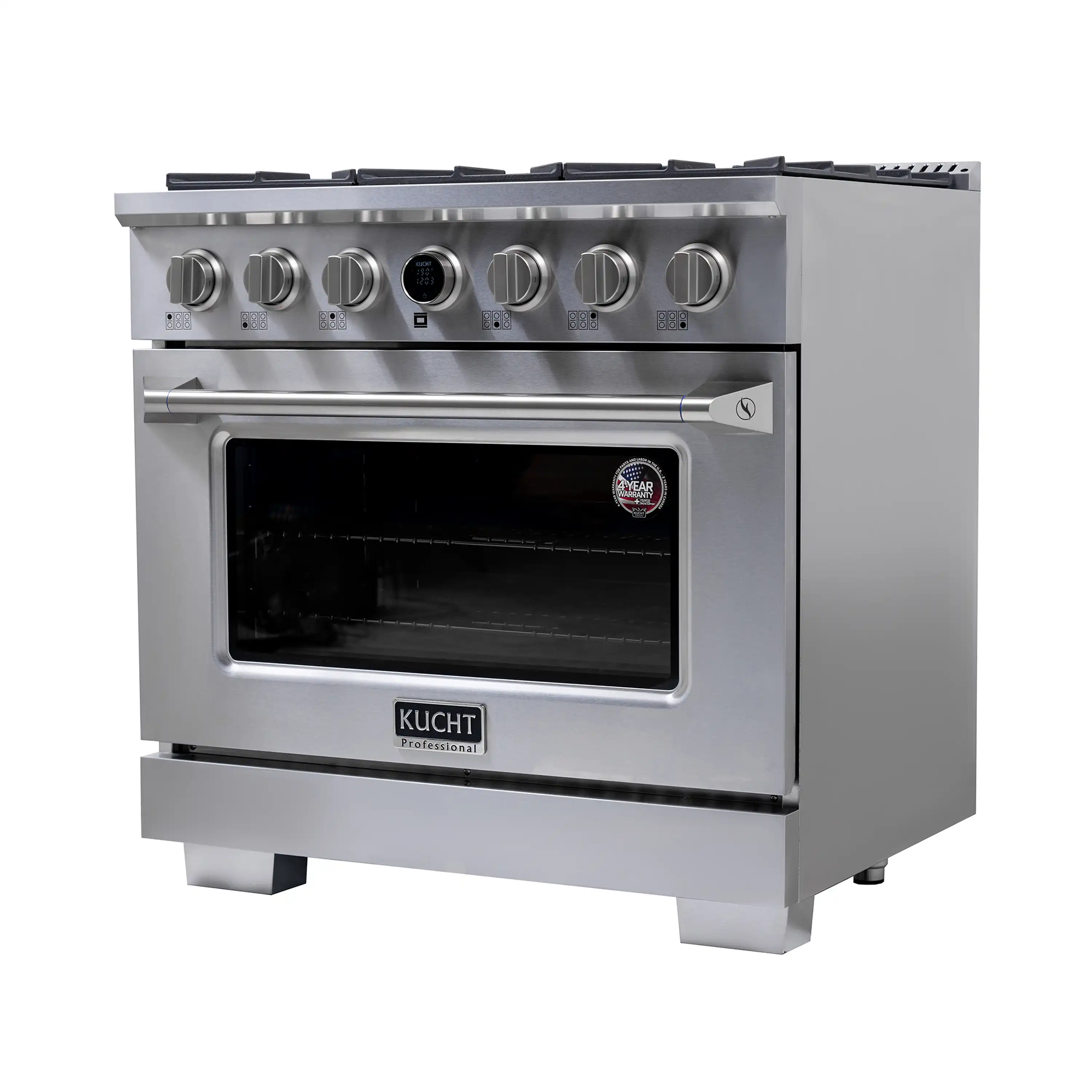 Kucht Horus 36-Inch Dual Fuel Range in Propane Gas with  5.2 cu. ft. Electric Oven & 6 Gas Burners in Stainless Steel with Digital Thermostat (KXP36-SS/LP) - Image 12