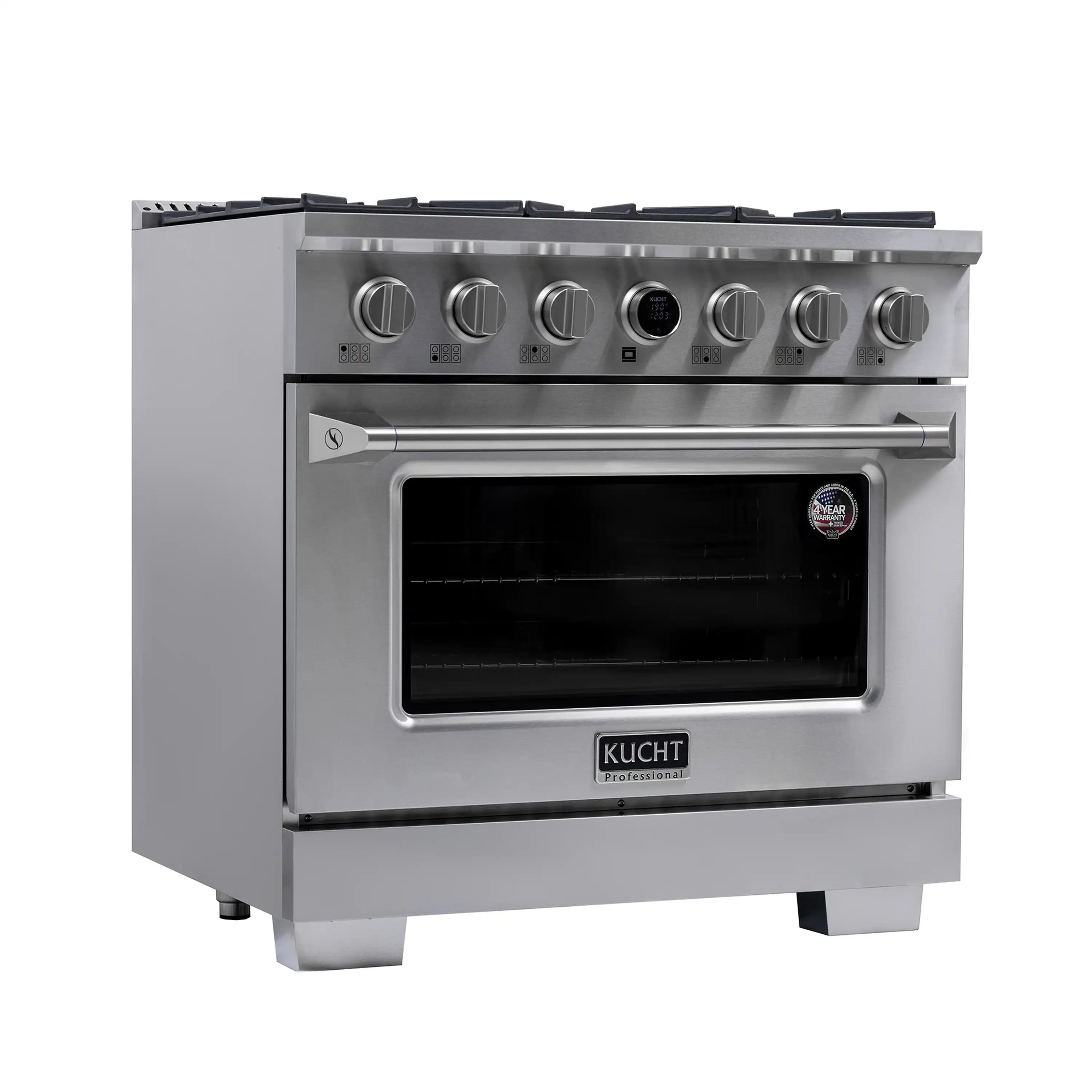 Kucht Horus 36-Inch Dual Fuel Range in Propane Gas with  5.2 cu. ft. Electric Oven & 6 Gas Burners in Stainless Steel with Digital Thermostat (KXP36-SS/LP) - Image 13