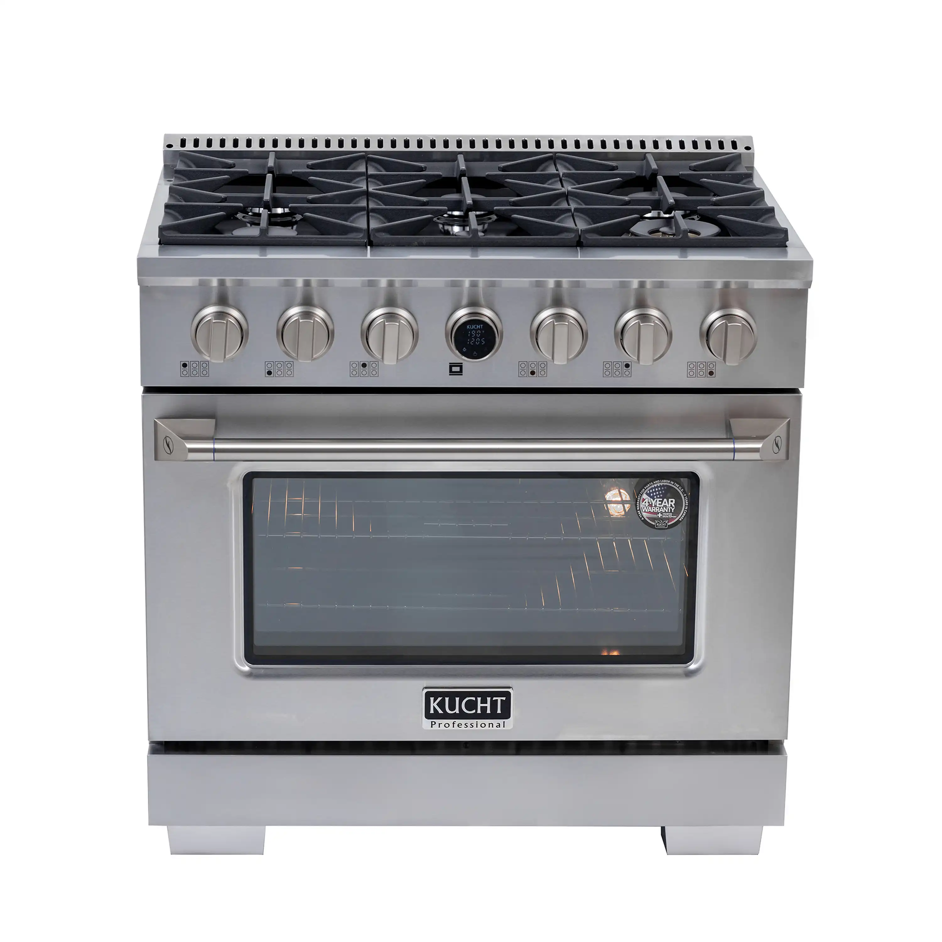 Kucht Horus 36-Inch Dual Fuel Range in Propane Gas with  5.2 cu. ft. Electric Oven & 6 Gas Burners in Stainless Steel with Digital Thermostat (KXP36-SS/LP) - Image 2