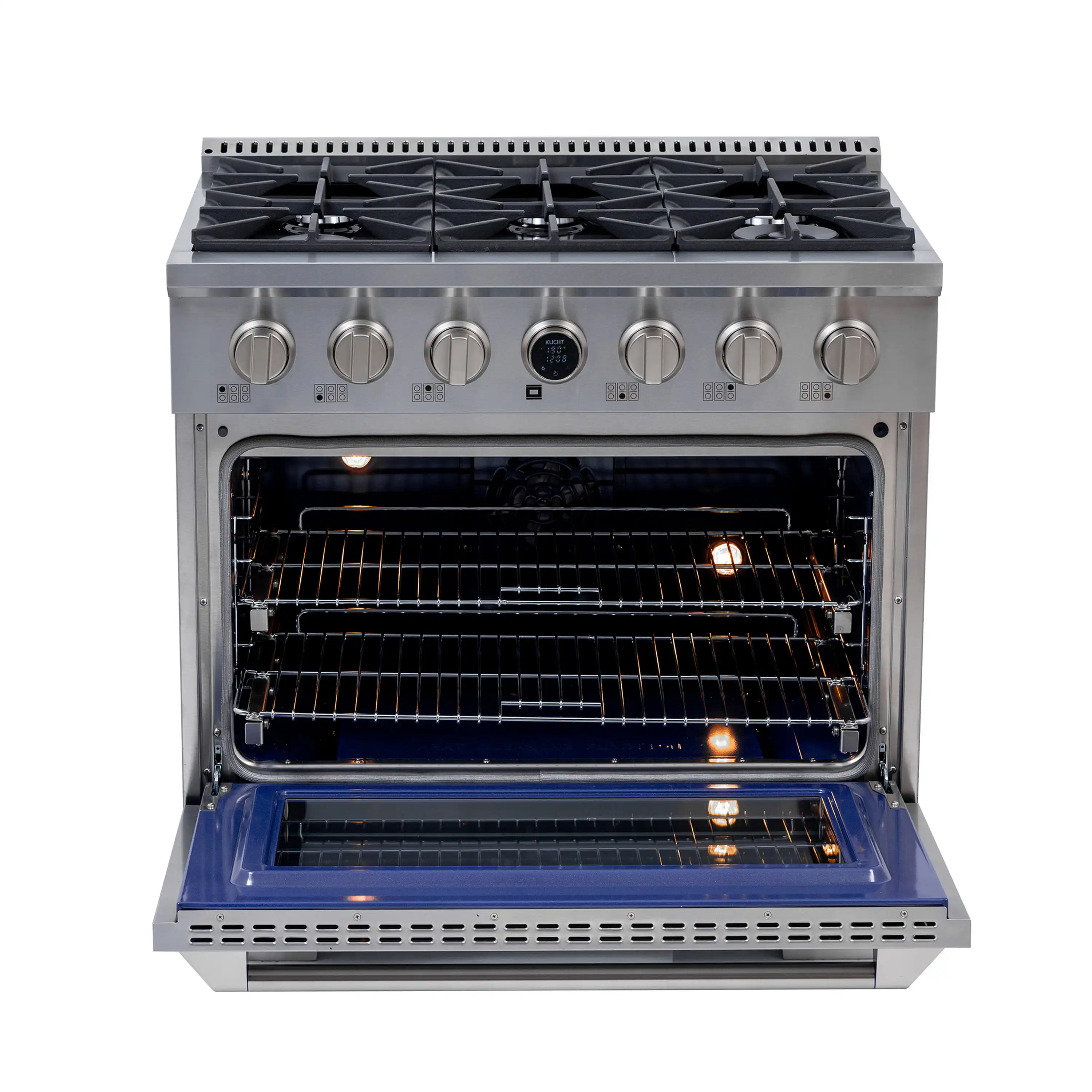 Kucht Horus 36-Inch Dual Fuel Range in Propane Gas with  5.2 cu. ft. Electric Oven & 6 Gas Burners in Stainless Steel with Digital Thermostat (KXP36-SS/LP) - Image 3