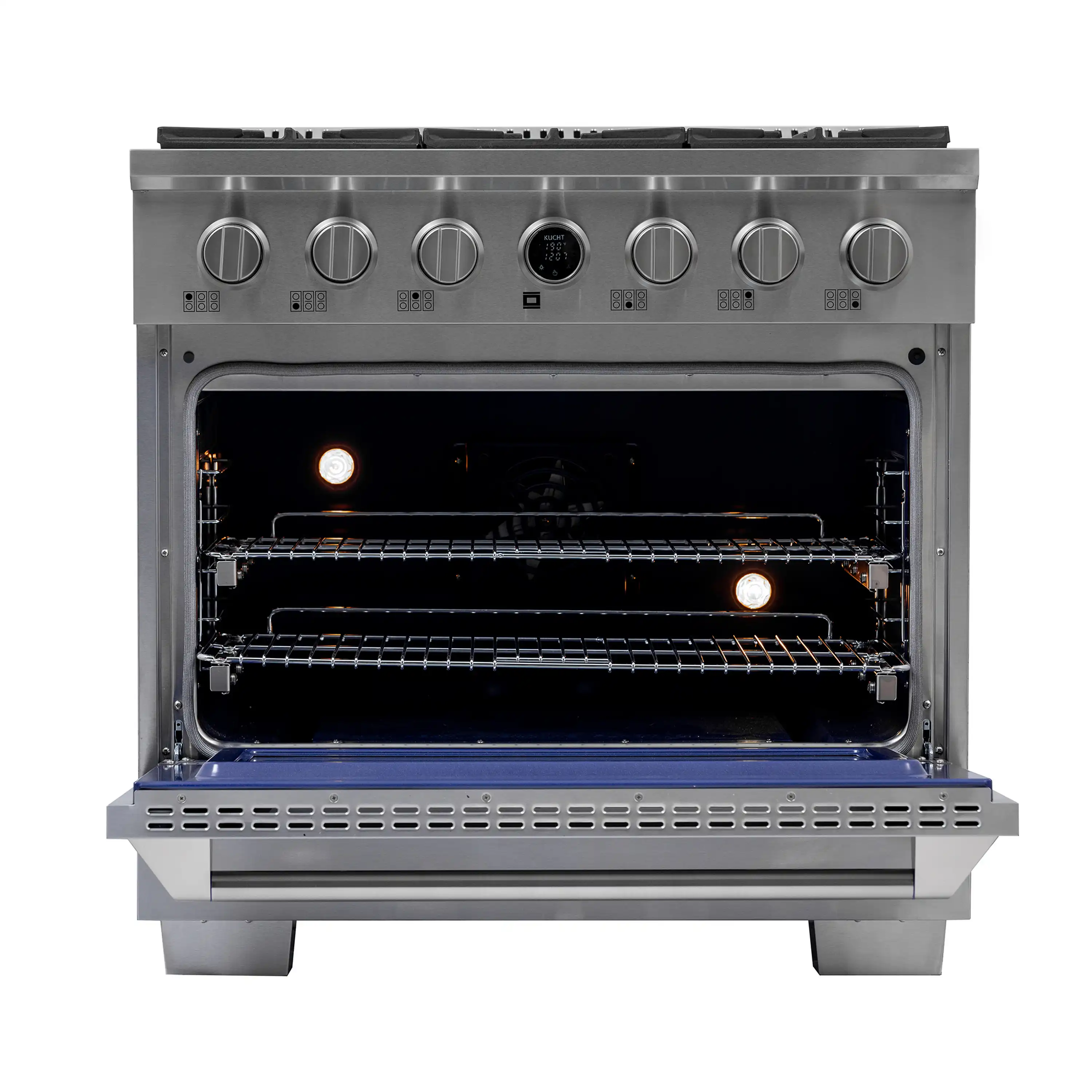 Kucht Horus 36-Inch Dual Fuel Range in Propane Gas with  5.2 cu. ft. Electric Oven & 6 Gas Burners in Stainless Steel with Digital Thermostat (KXP36-SS/LP) - Image 8