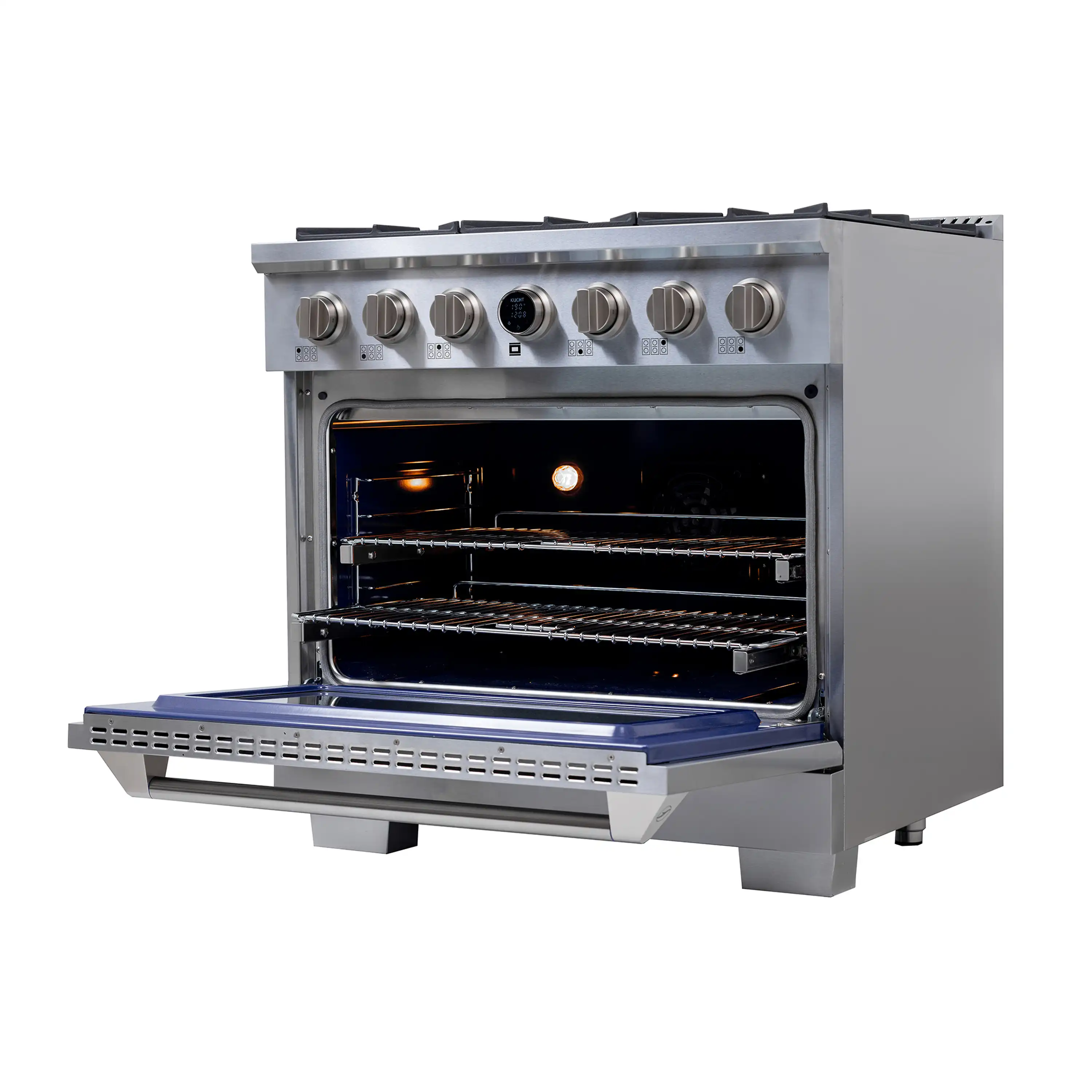 Kucht Horus 36-Inch Dual Fuel Range in Propane Gas with  5.2 cu. ft. Electric Oven & 6 Gas Burners in Stainless Steel with Digital Thermostat (KXP36-SS/LP) - Image 9