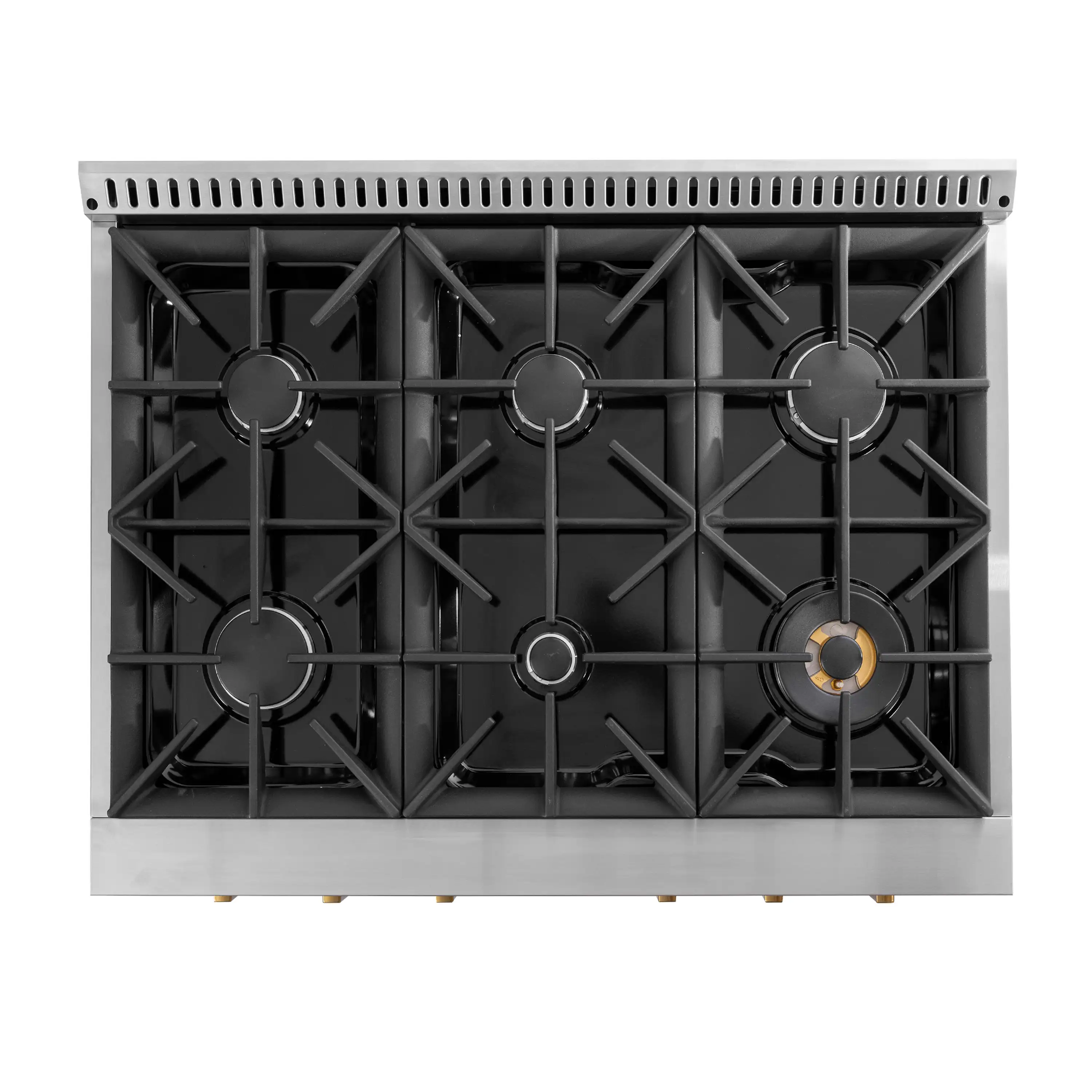 Kucht Horus 36-Inch Dual Fuel Range in Propane Gas with  5.2 cu. ft. Electric Oven & 6 Gas Burners in Stainless Steel with Gold Accents & Digital Thermostat (KXP36-GL/LP) - Image 4