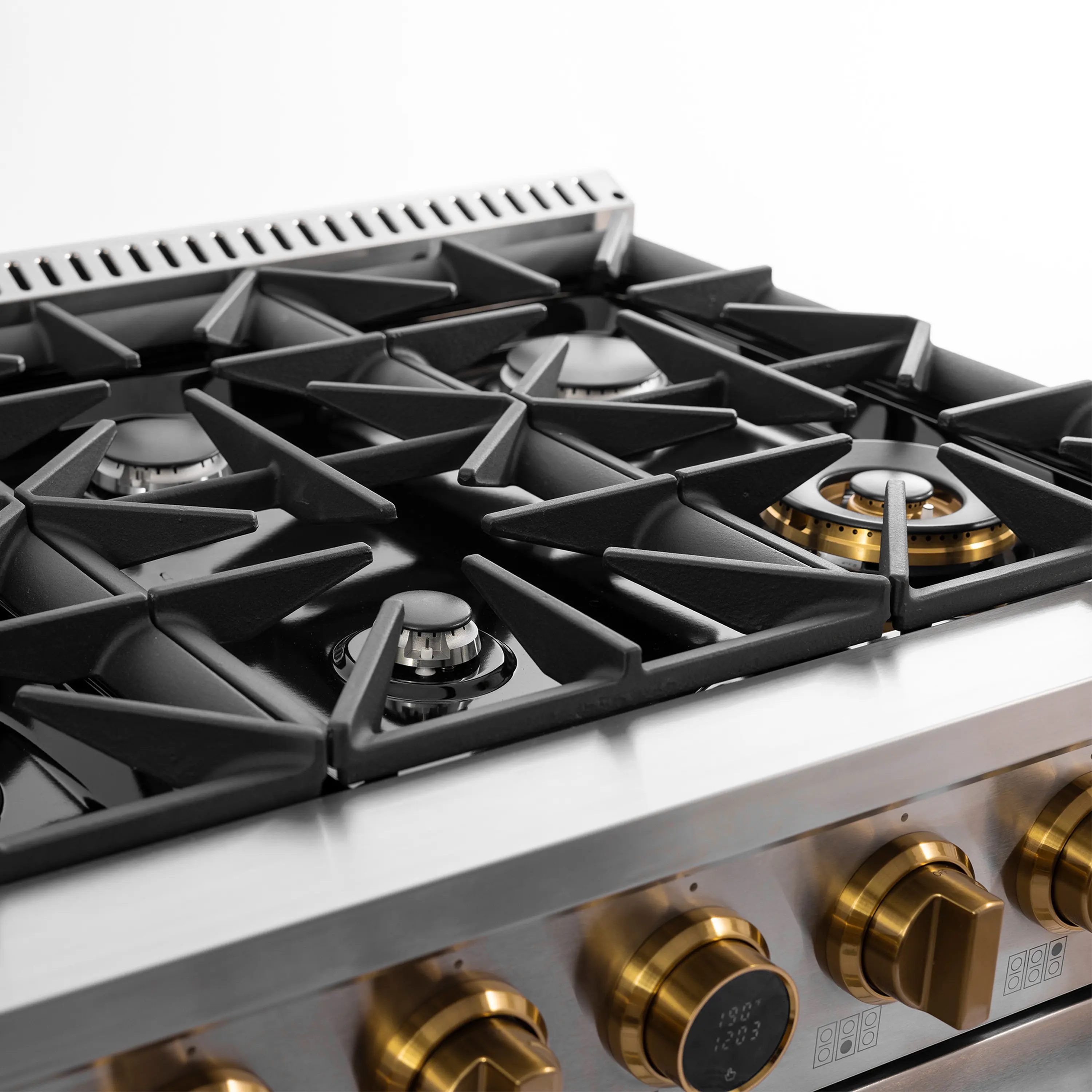 Kucht Horus 36-Inch Dual Fuel Range in Propane Gas with  5.2 cu. ft. Electric Oven & 6 Gas Burners in Stainless Steel with Gold Accents & Digital Thermostat (KXP36-GL/LP) - Image 5