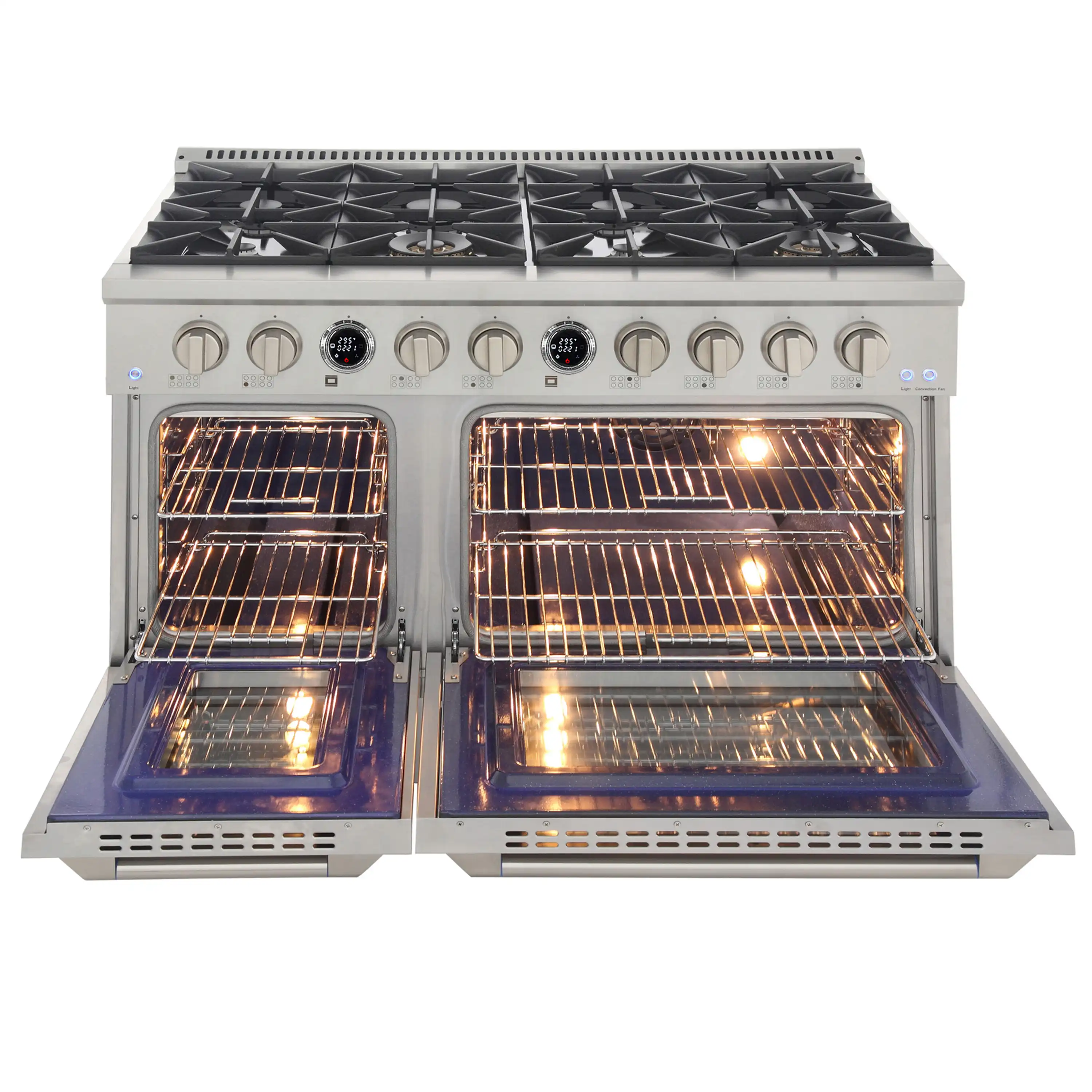 Kucht Horus 48-Inch Dual Fuel Range in Propane Gas with  6.7 cu. ft. Electric Oven & 8 Gas Burners in Stainless Steel with Digital Thermostat (KXP48-SS/LP) - Image 5