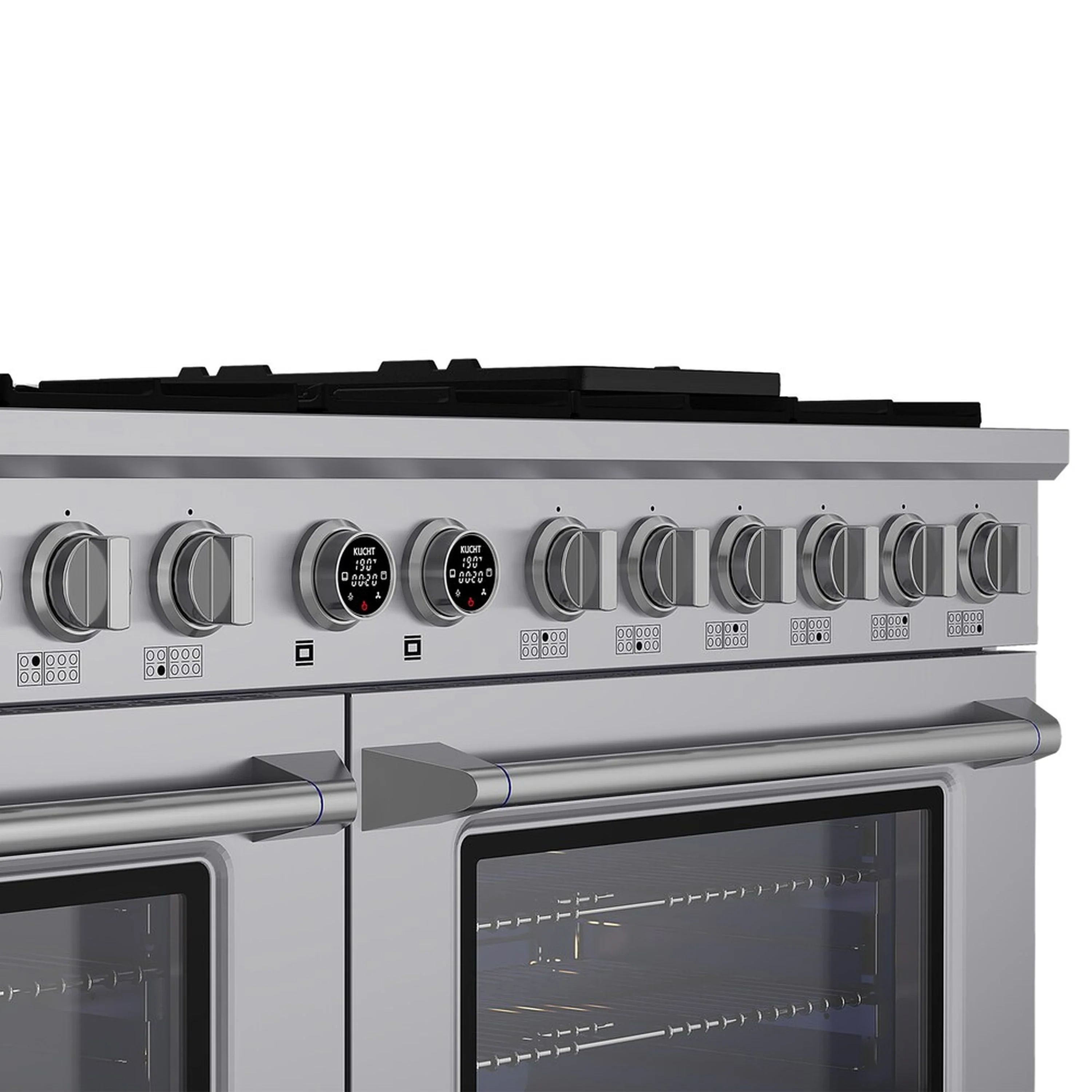 Kucht Horus 60-Inch Dual Fuel Range in Propane Gas with  8.4 cu. ft. Electric Oven & 8 Gas Burners in Stainless Steel with Digital Thermostat (KXP60-SS/LP) - Image 5