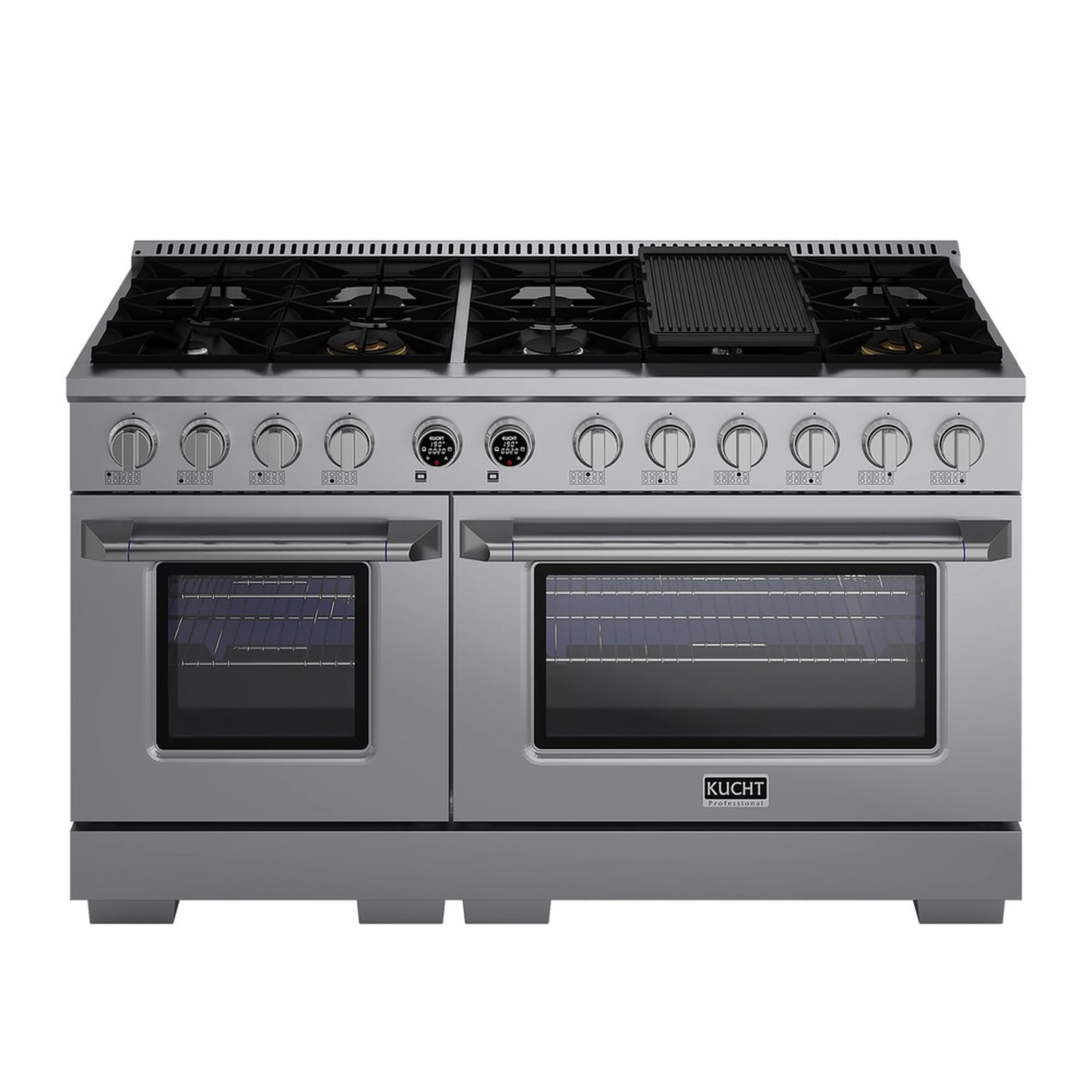 Kucht Horus 60-Inch Dual Fuel Range in Propane Gas with  8.4 cu. ft. Electric Oven & 8 Gas Burners in Stainless Steel with Digital Thermostat (KXP60-SS/LP) - Image 9