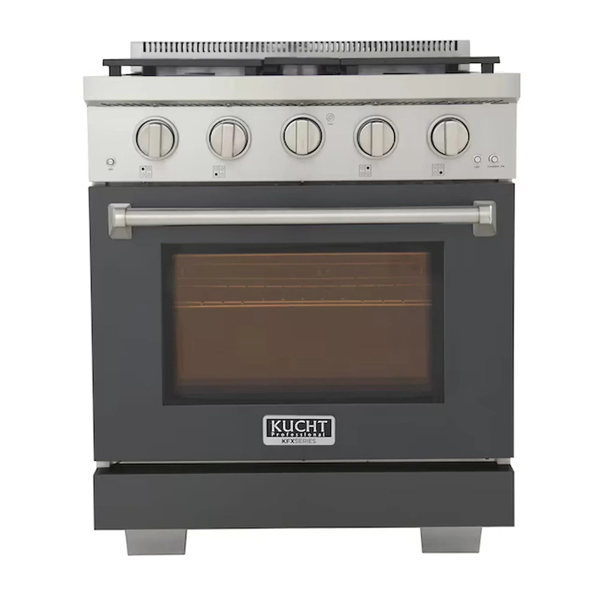 Kucht Professional 30-Inch 4.2 cu. ft. Propane Gas Range in Cement Gray with Silver Accents (KFX300/LP-GY) - Image 2