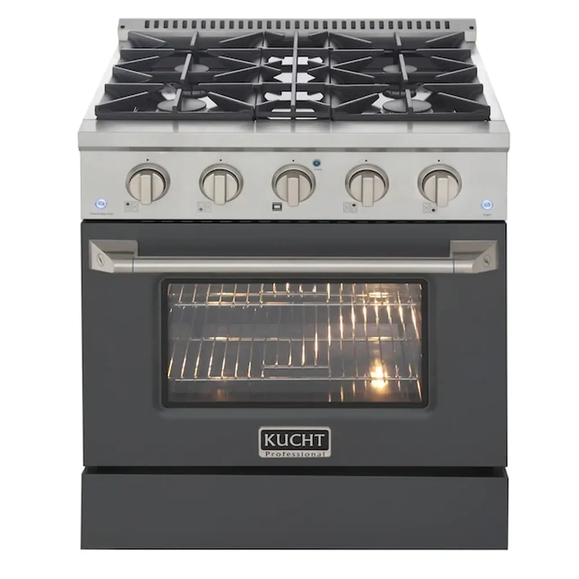 Kucht Professional 30-Inch 4.2 cu ft. Propane Gas Range in Cement Gray with Silver Accents (KNG301/LP-GR) - Image 3