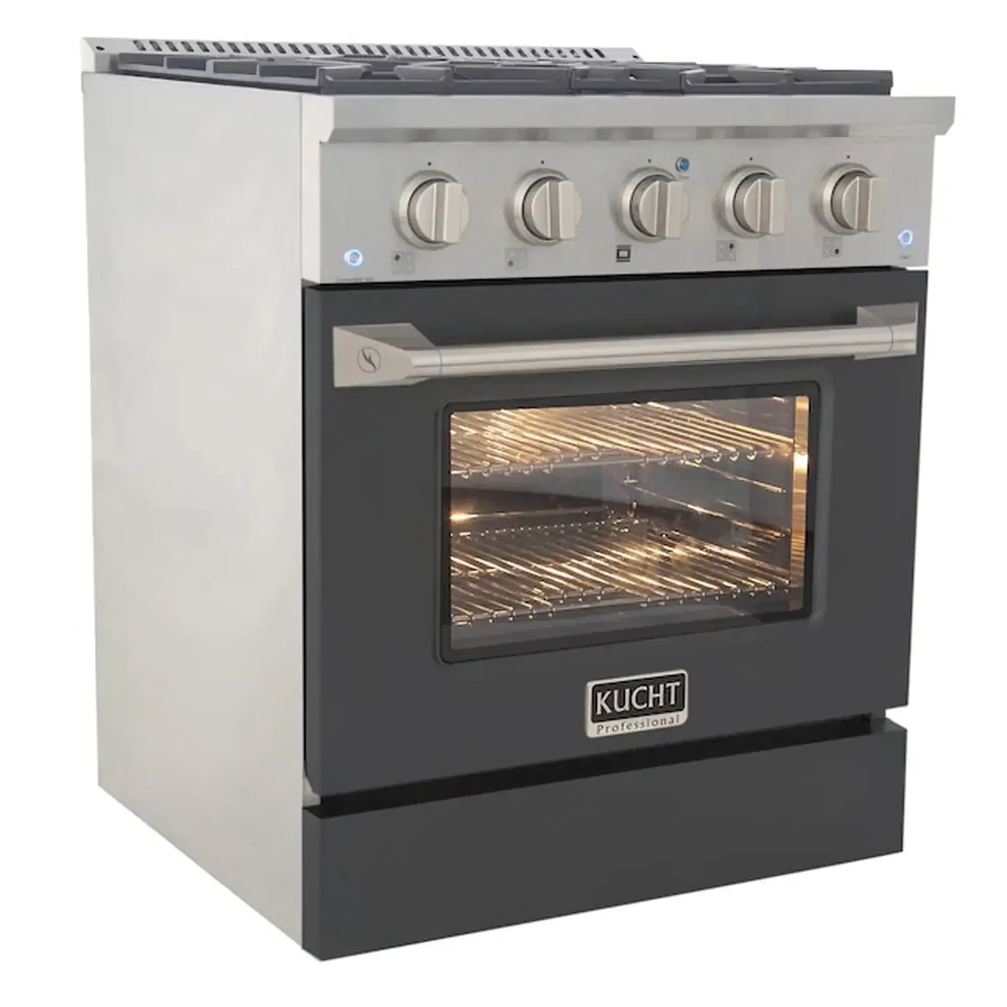 Kucht Professional 30-Inch 4.2 cu ft. Propane Gas Range in Cement Gray with Silver Accents (KNG301/LP-GR) - Image 4