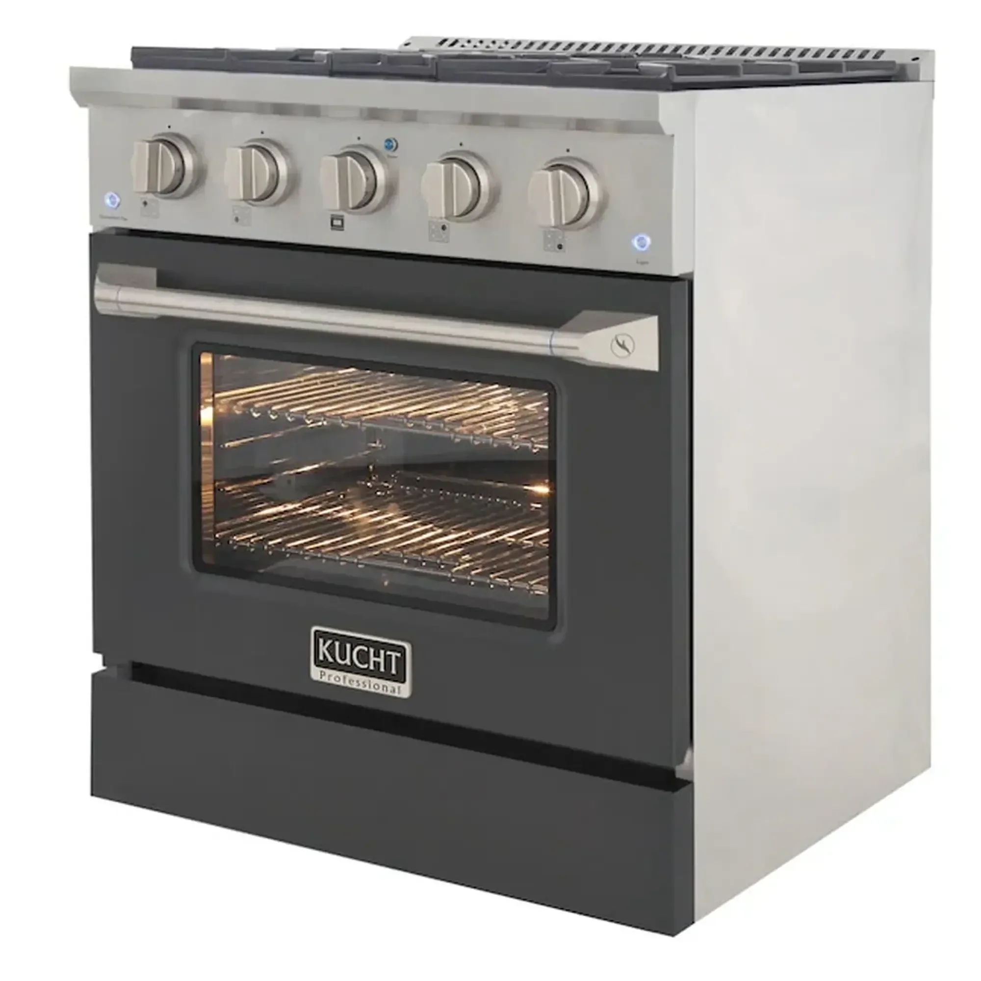 Kucht Professional 30-Inch 4.2 cu ft. Propane Gas Range in Cement Gray with Silver Accents (KNG301/LP-GR) - Image 5