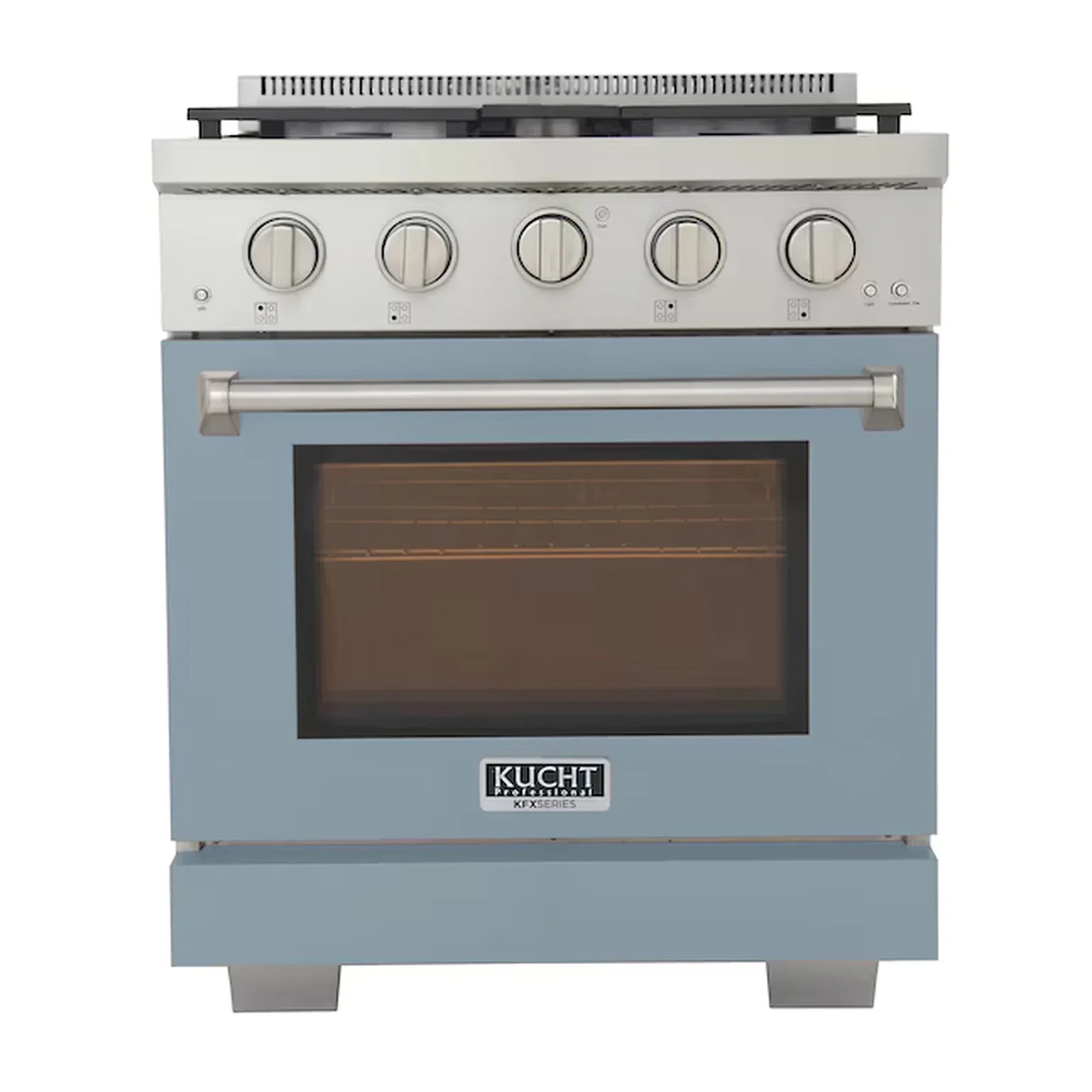 Kucht Professional 30-Inch 4.2 cu. ft. Propane Gas Range in Light Blue with Silver Accents (KFX300/LP-LB) - Image 2