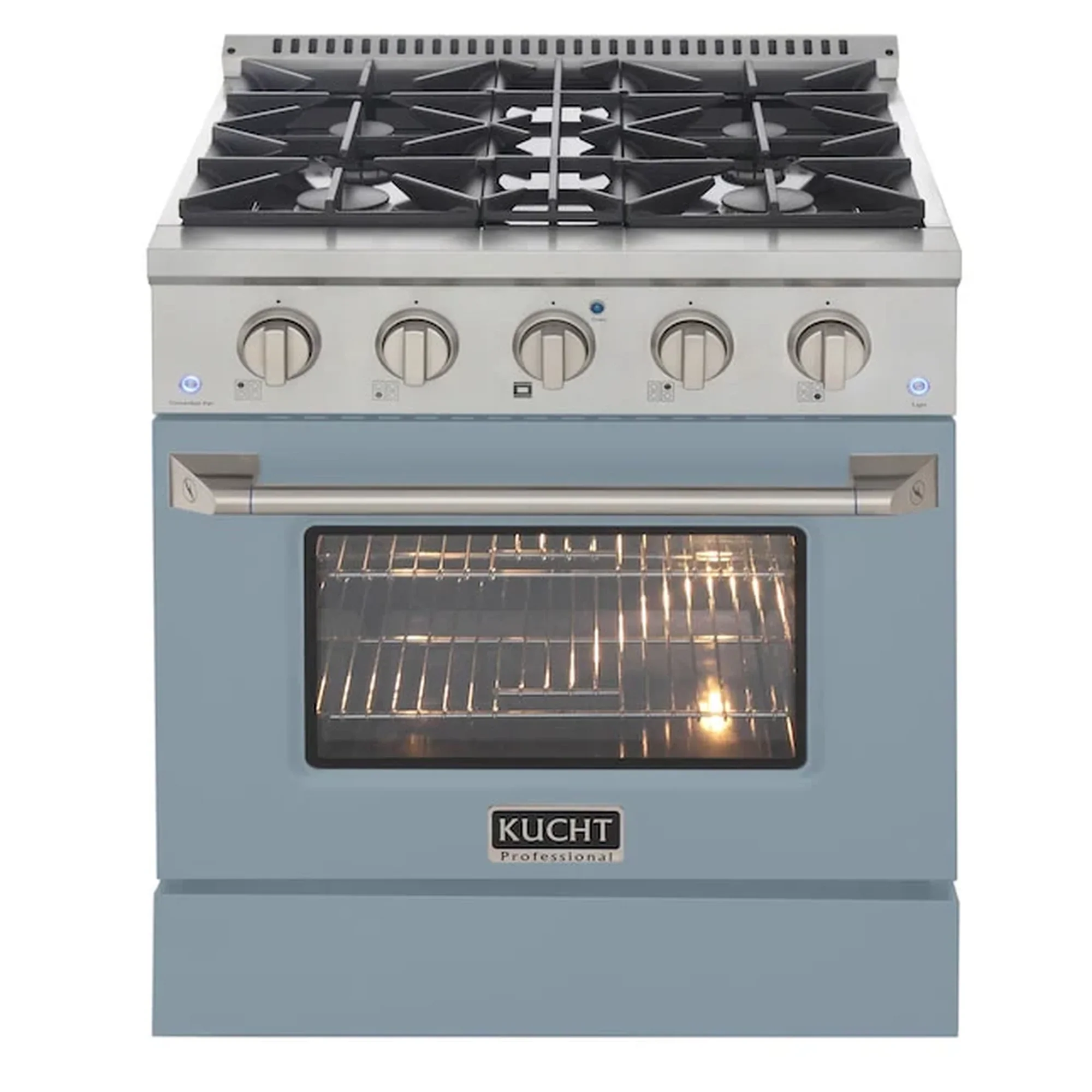 Kucht Professional 30-Inch 4.2 cu ft. Propane Gas Range in Light Blue with Silver Accents (KNG301/LP-LB) - Image 3