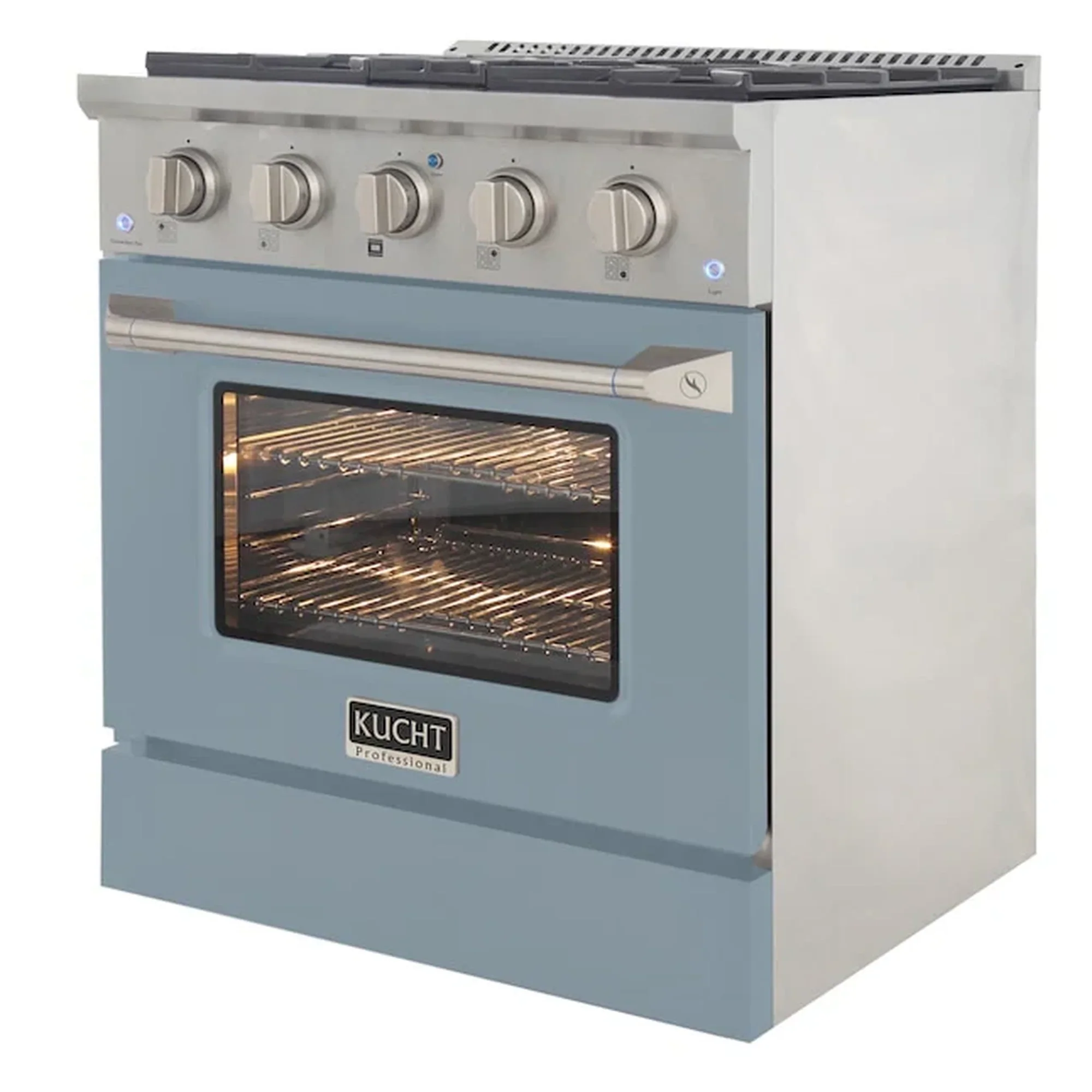 Kucht Professional 30-Inch 4.2 cu ft. Propane Gas Range in Light Blue with Silver Accents (KNG301/LP-LB) - Image 5