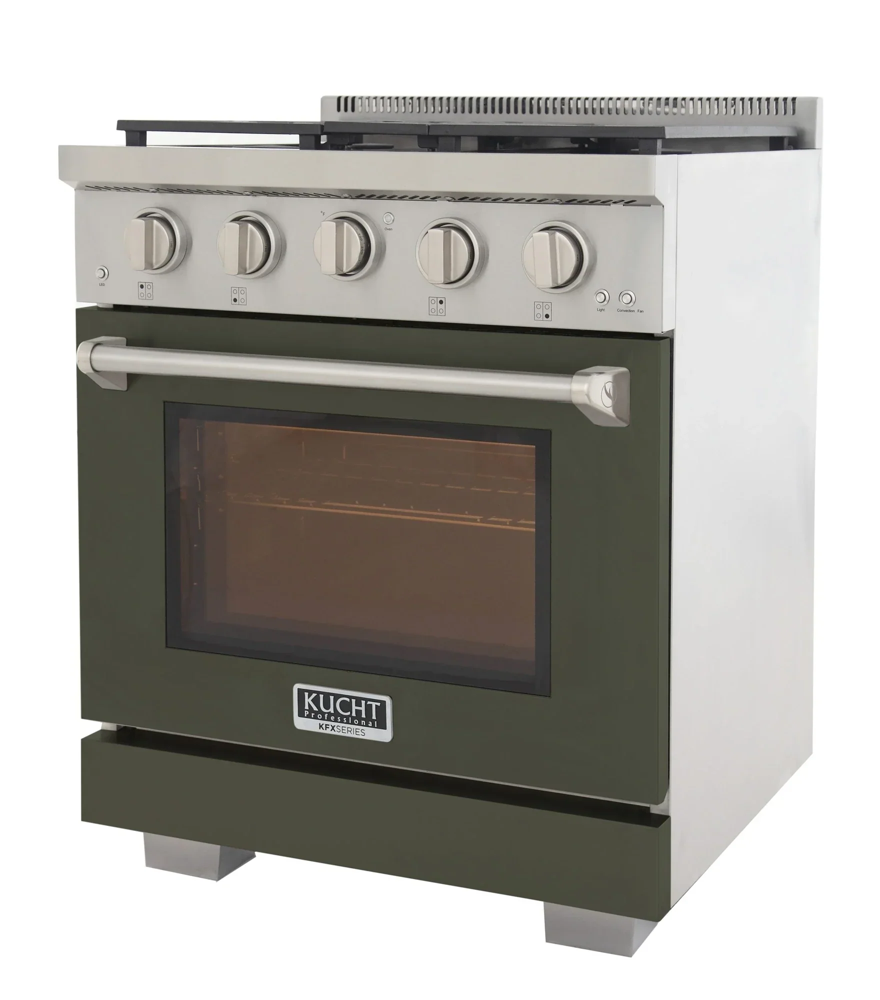Kucht Professional 30-Inch 4.2 cu. ft. Propane Gas Range in Olive Green with Silver Accents (KFX300/LP-G) - Image 2