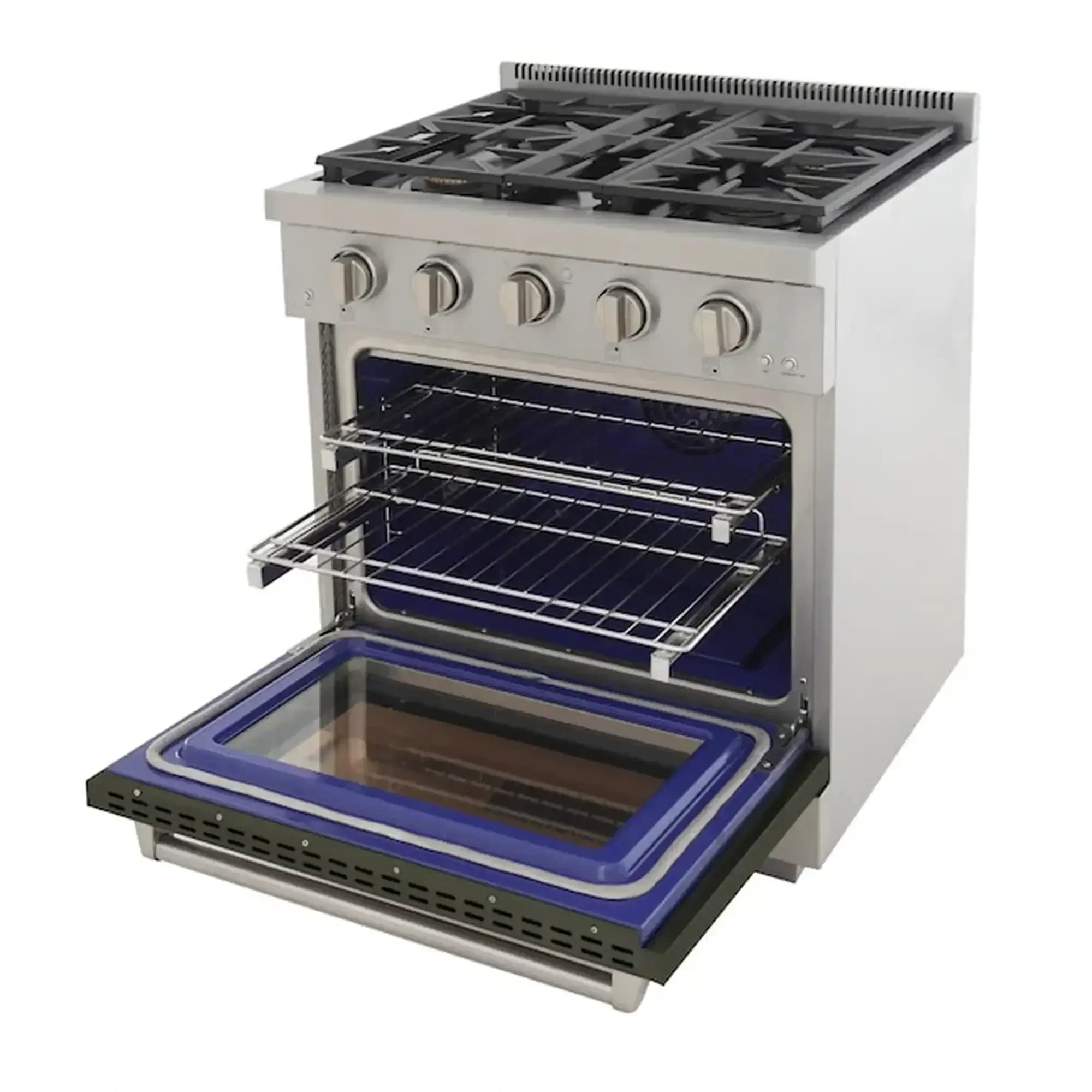 Kucht Professional 30-Inch 4.2 cu. ft. Propane Gas Range in Olive Green with Silver Accents (KFX300/LP-G) - Image 4
