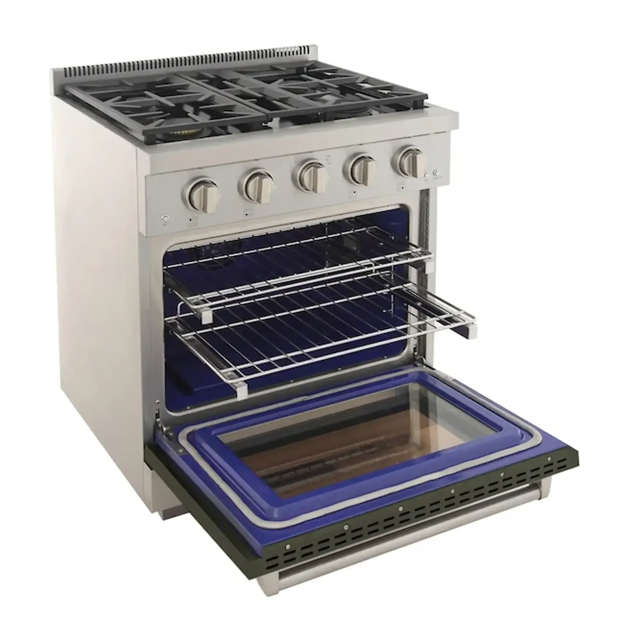 Kucht Professional 30-Inch 4.2 cu. ft. Propane Gas Range in Olive Green with Silver Accents (KFX300/LP-G) - Image 5