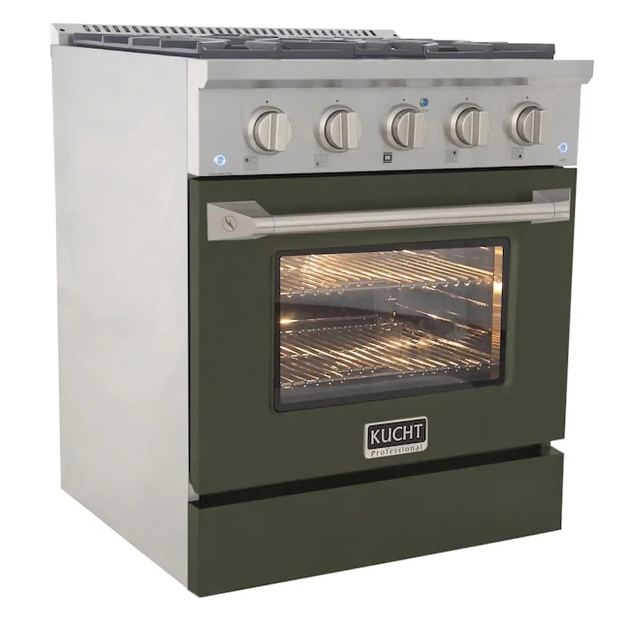 Kucht Professional 30-Inch 4.2 cu ft. Propane Gas Range in Olive Green with Silver Accents (KNG301/LP-OG) - Image 3