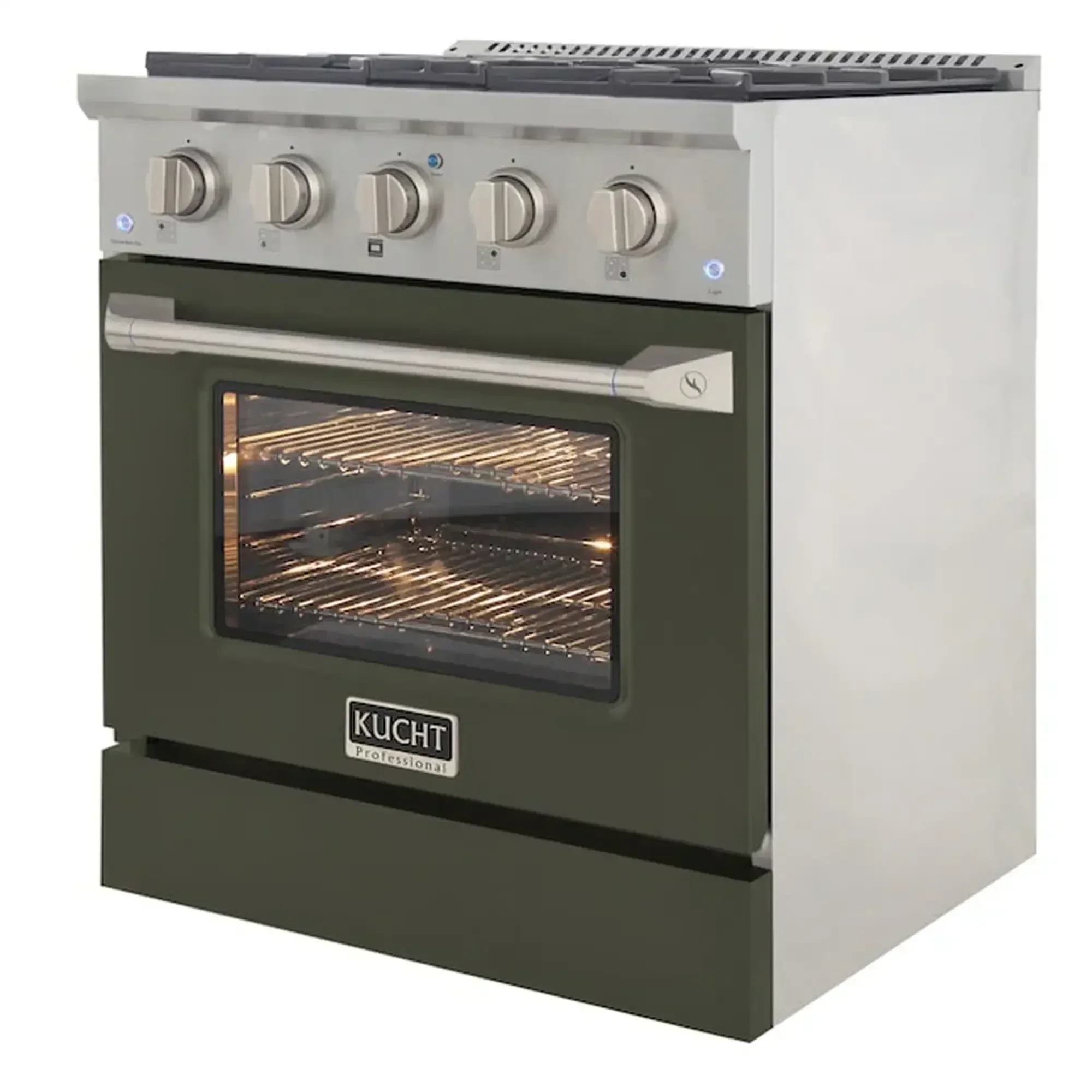 Kucht Professional 30-Inch 4.2 cu ft. Propane Gas Range in Olive Green with Silver Accents (KNG301/LP-OG) - Image 4