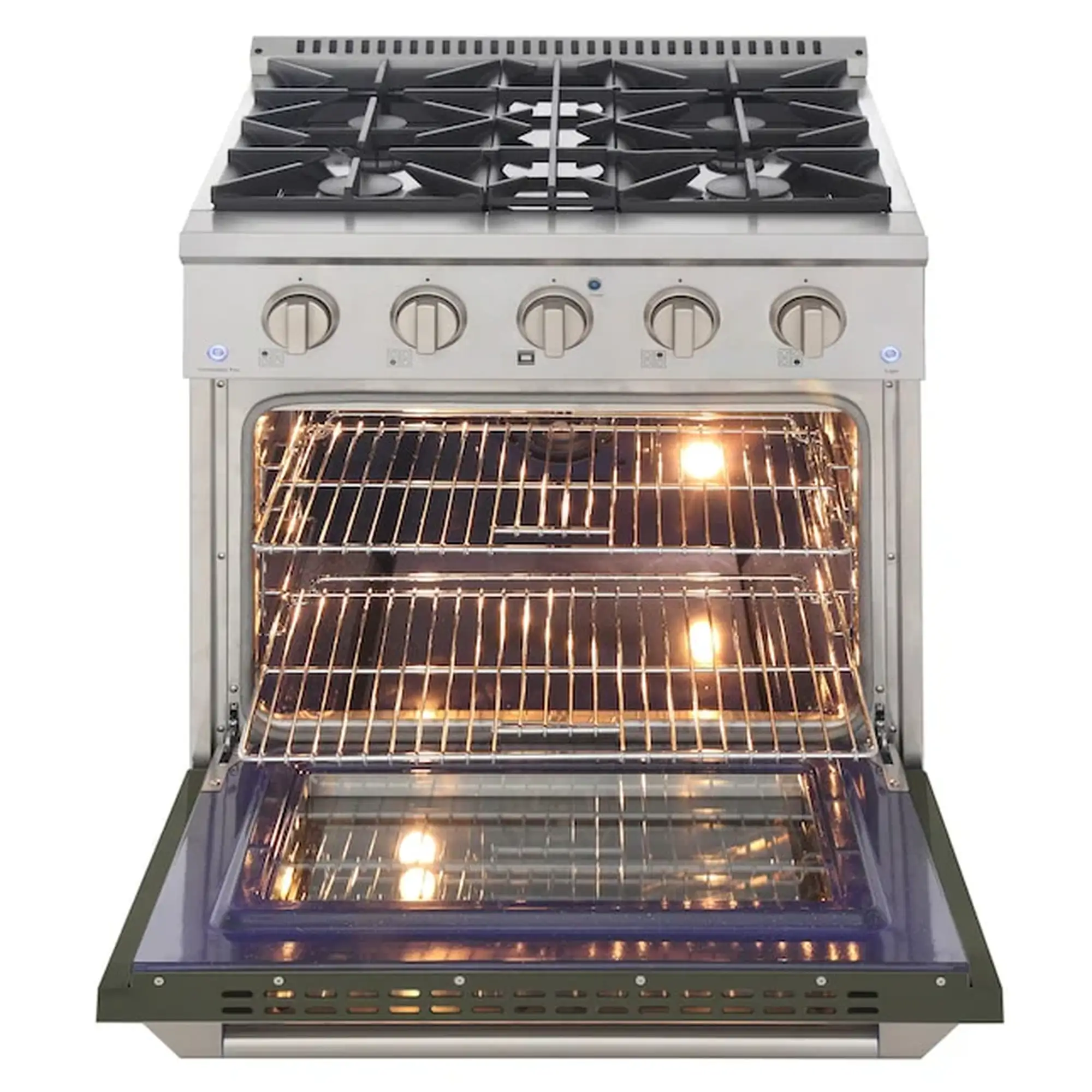 Kucht Professional 30-Inch 4.2 cu ft. Propane Gas Range in Olive Green with Silver Accents (KNG301/LP-OG) - Image 5