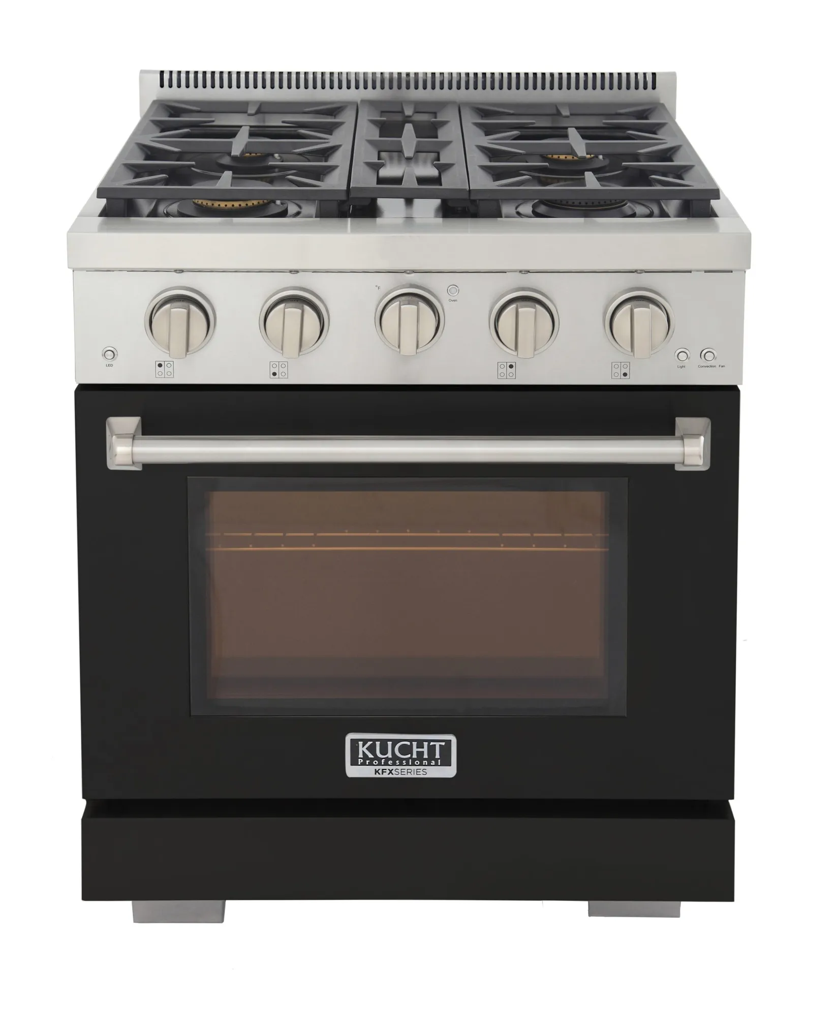 Kucht Professional 30-Inch Propane Gas Range with 4.2 cu. ft. Oven in Black with Silver Accents (KFX300/LP-BK) - Image 2