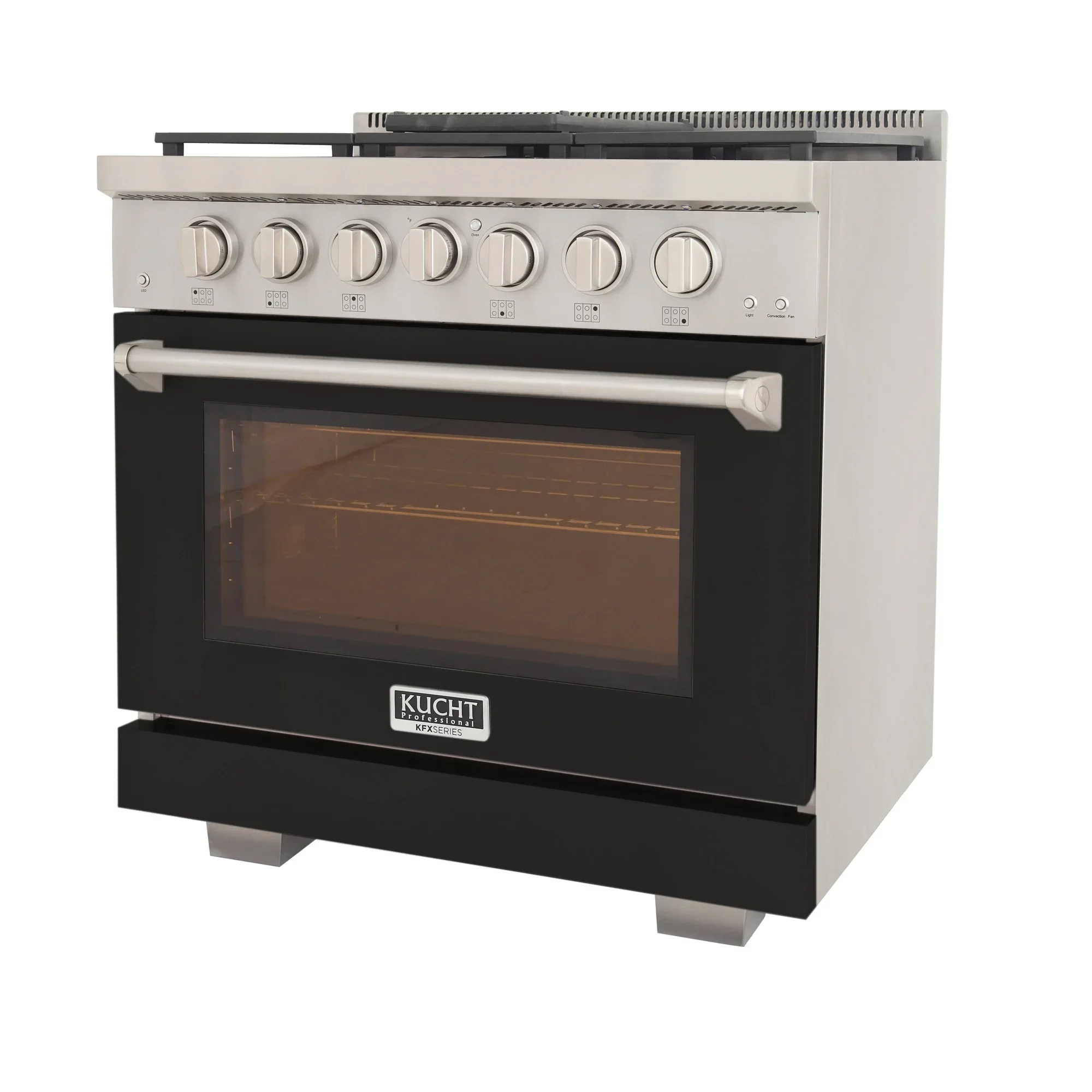 Kucht Professional 36-Inch 5.2 cu. ft. Propane Gas Range in Black with Silver Accents (KFX360/LP-BK) - Image 3