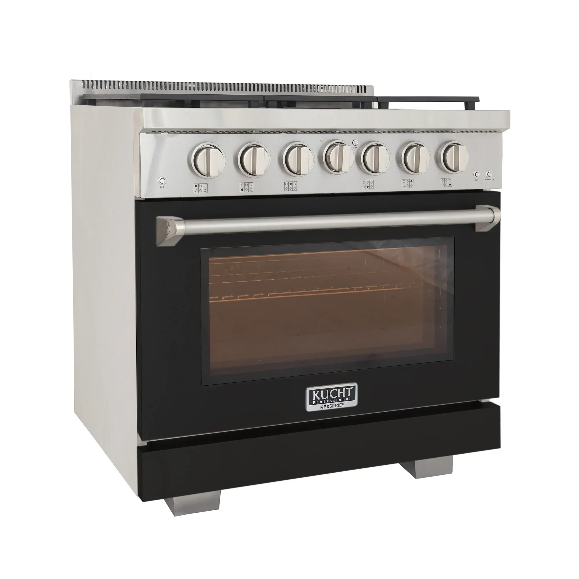 Kucht Professional 36-Inch 5.2 cu. ft. Propane Gas Range in Black with Silver Accents (KFX360/LP-BK) - Image 5