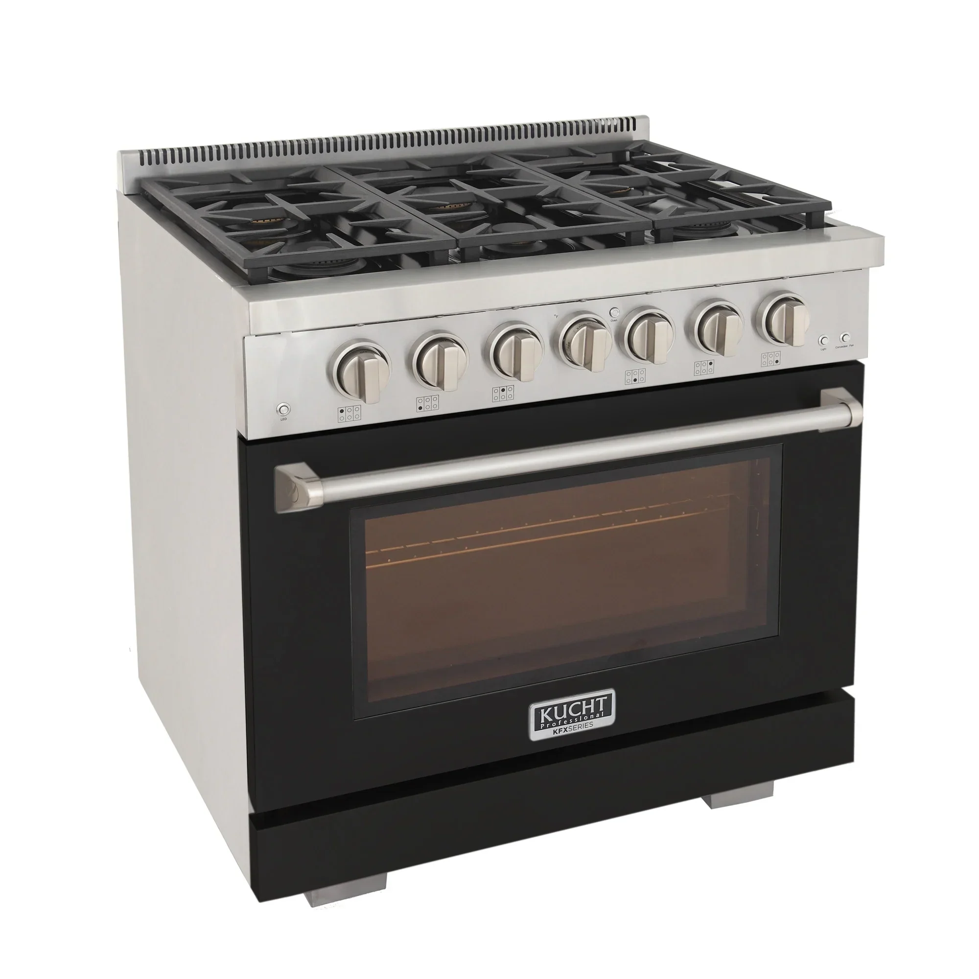 Kucht Professional 36-Inch 5.2 cu. ft. Propane Gas Range in Black with Silver Accents (KFX360/LP-BK) - Image 6