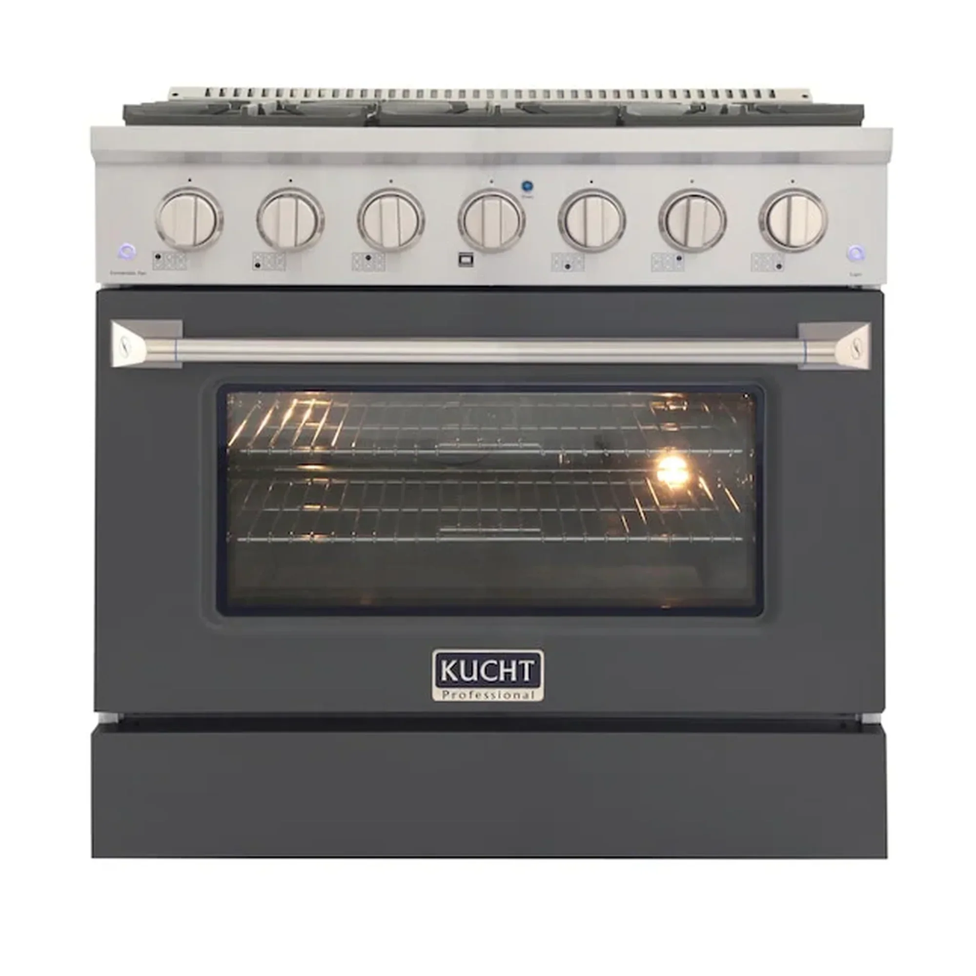 Kucht Professional 36-Inch 5.2 cu ft. Propane Gas Range in Cement Gray with Silver Accents (KNG361/LP-GR) - Image 2