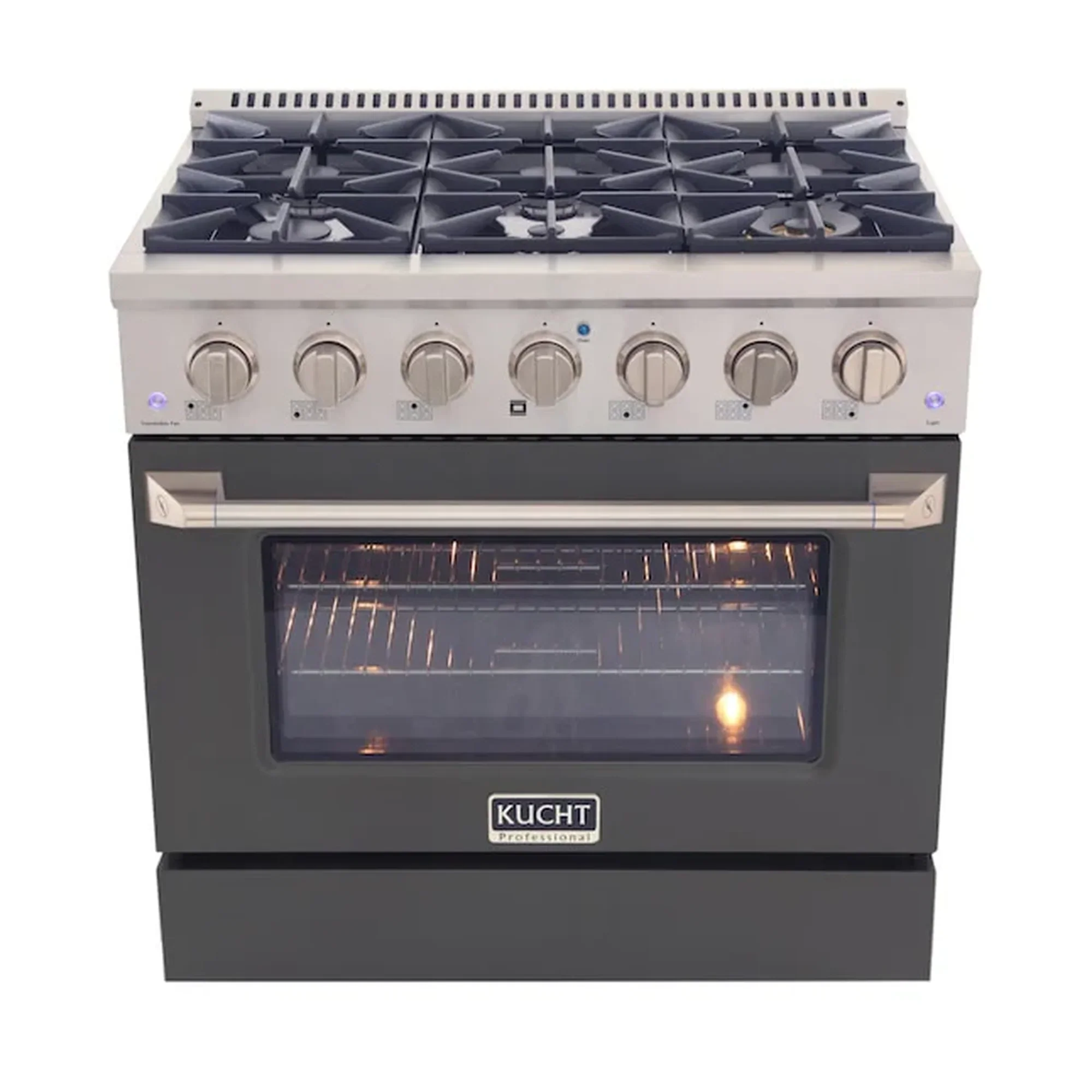 Kucht Professional 36-Inch 5.2 cu ft. Propane Gas Range in Cement Gray with Silver Accents (KNG361/LP-GR) - Image 3