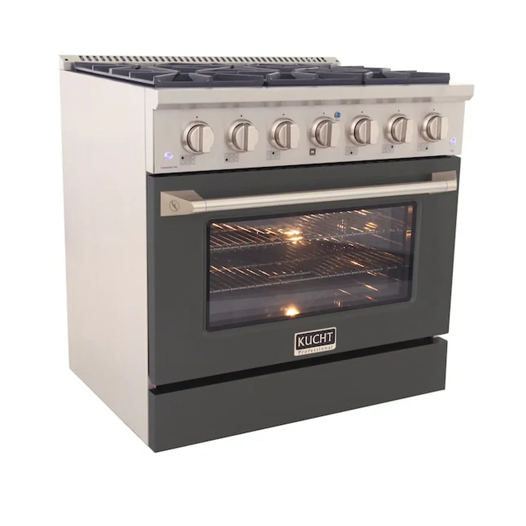Kucht Professional 36-Inch 5.2 cu ft. Propane Gas Range in Cement Gray with Silver Accents (KNG361/LP-GR) - Image 4