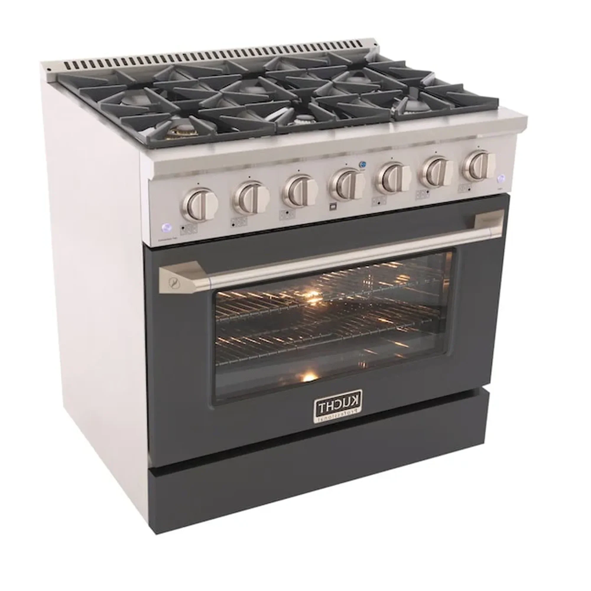 Kucht Professional 36-Inch 5.2 cu ft. Propane Gas Range in Cement Gray with Silver Accents (KNG361/LP-GR) - Image 5