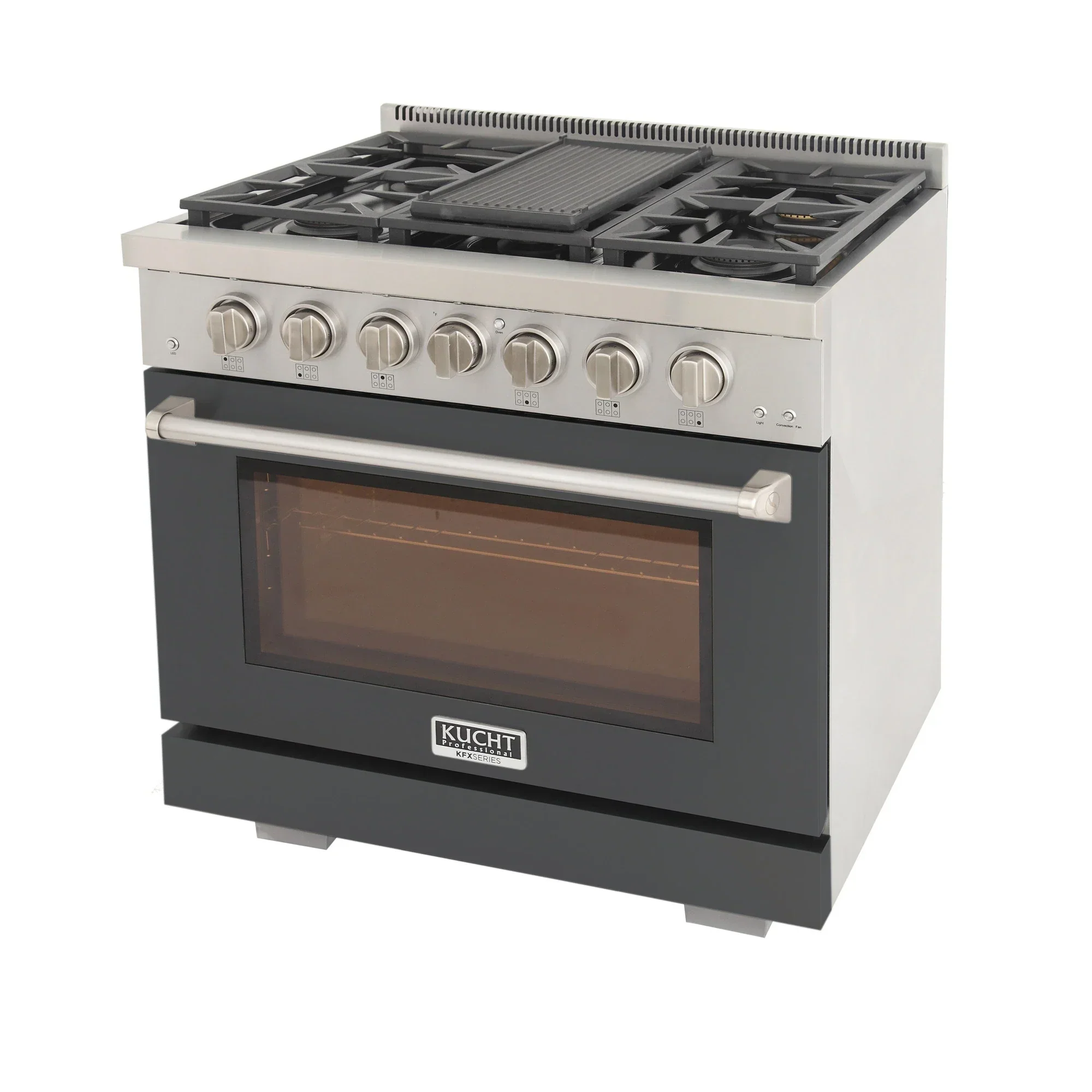 Kucht Professional 36-Inch 5.2 cu. ft. Propane Gas Range in Cement Gray with True Simmer Burners (KFX3600X/LP-GY) - Image 3