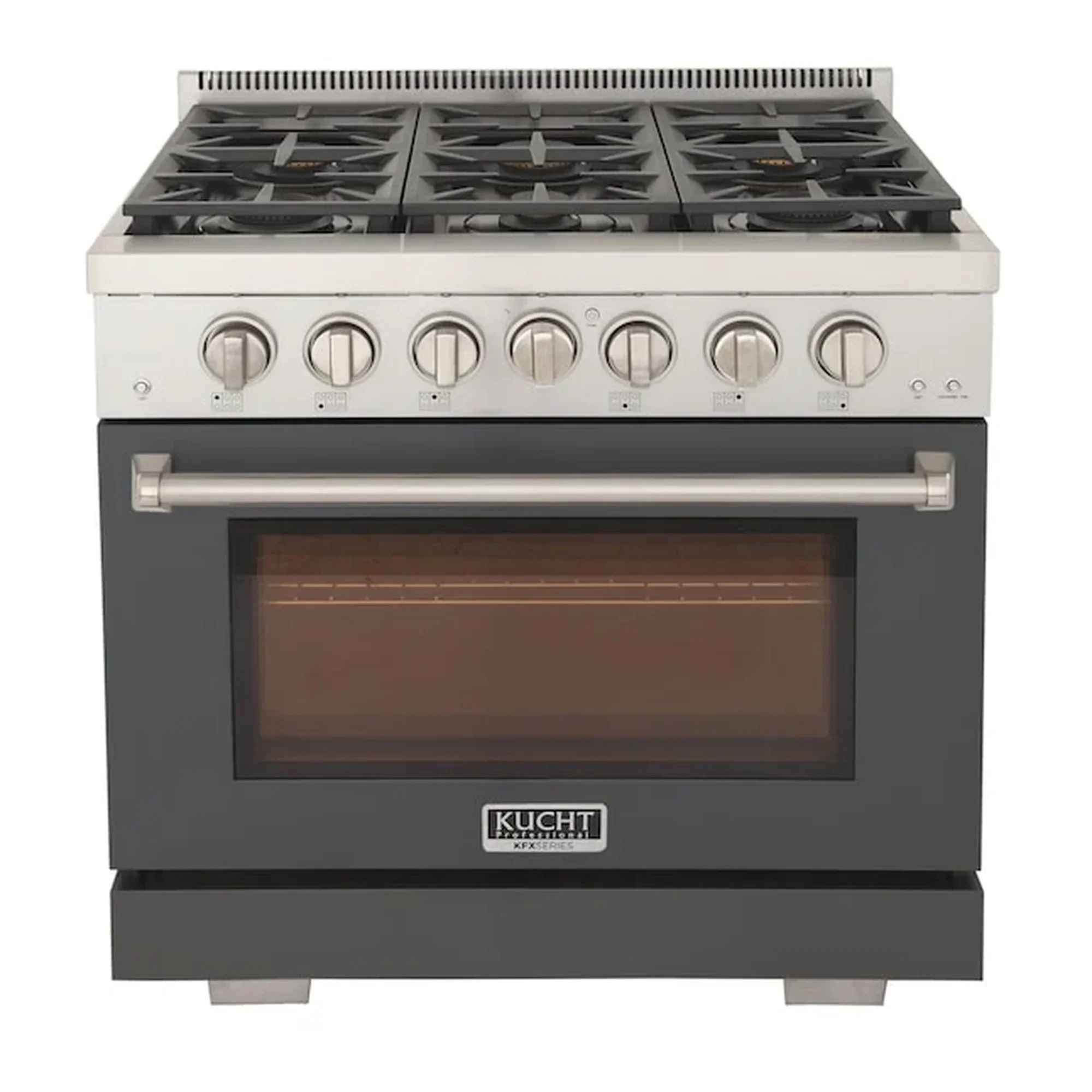 Kucht Professional 36-Inch 5.2 cu. ft. Propane Gas Range in Gray with Silver Accents (KFX360/LP-GY) - Image 2