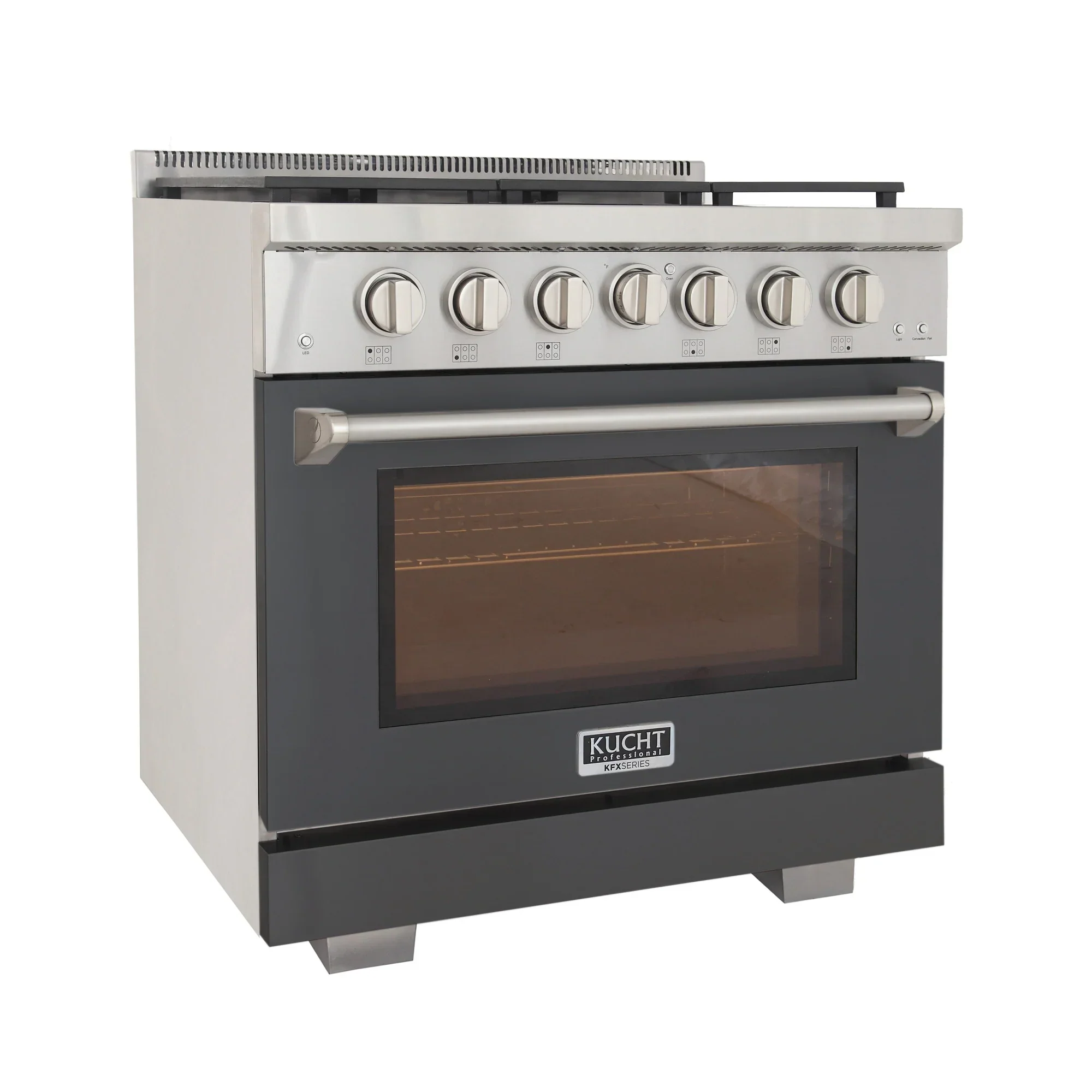 Kucht Professional 36-Inch 5.2 cu. ft. Propane Gas Range in Gray with Silver Accents (KFX360/LP-GY) - Image 3