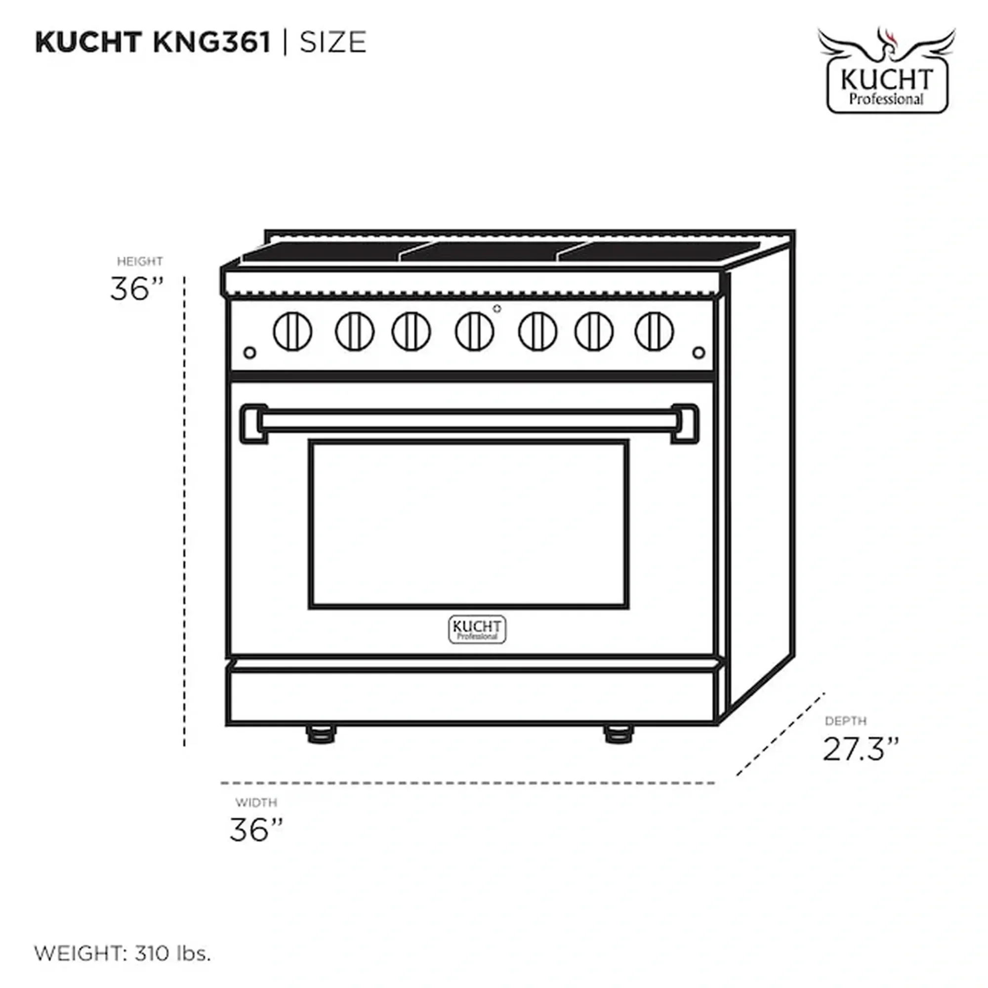 Kucht Professional 36-Inch 5.2 cu ft. Propane Gas Range in Light Blue with Silver Accents (KNG361/LP-LB) - Image 11