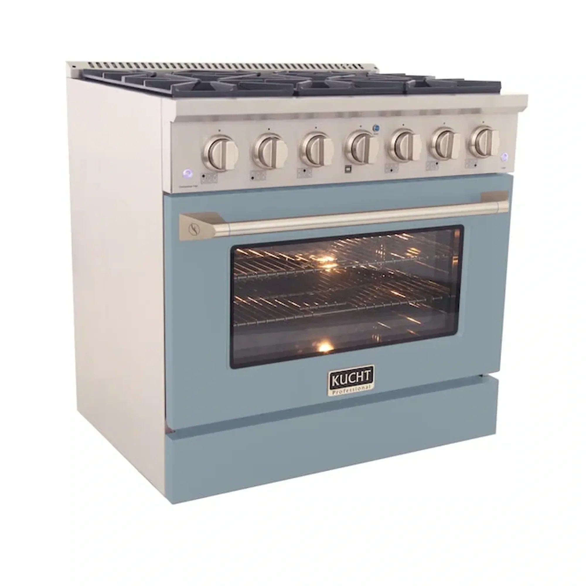 Kucht Professional 36-Inch 5.2 cu ft. Propane Gas Range in Light Blue with Silver Accents (KNG361/LP-LB) - Image 2