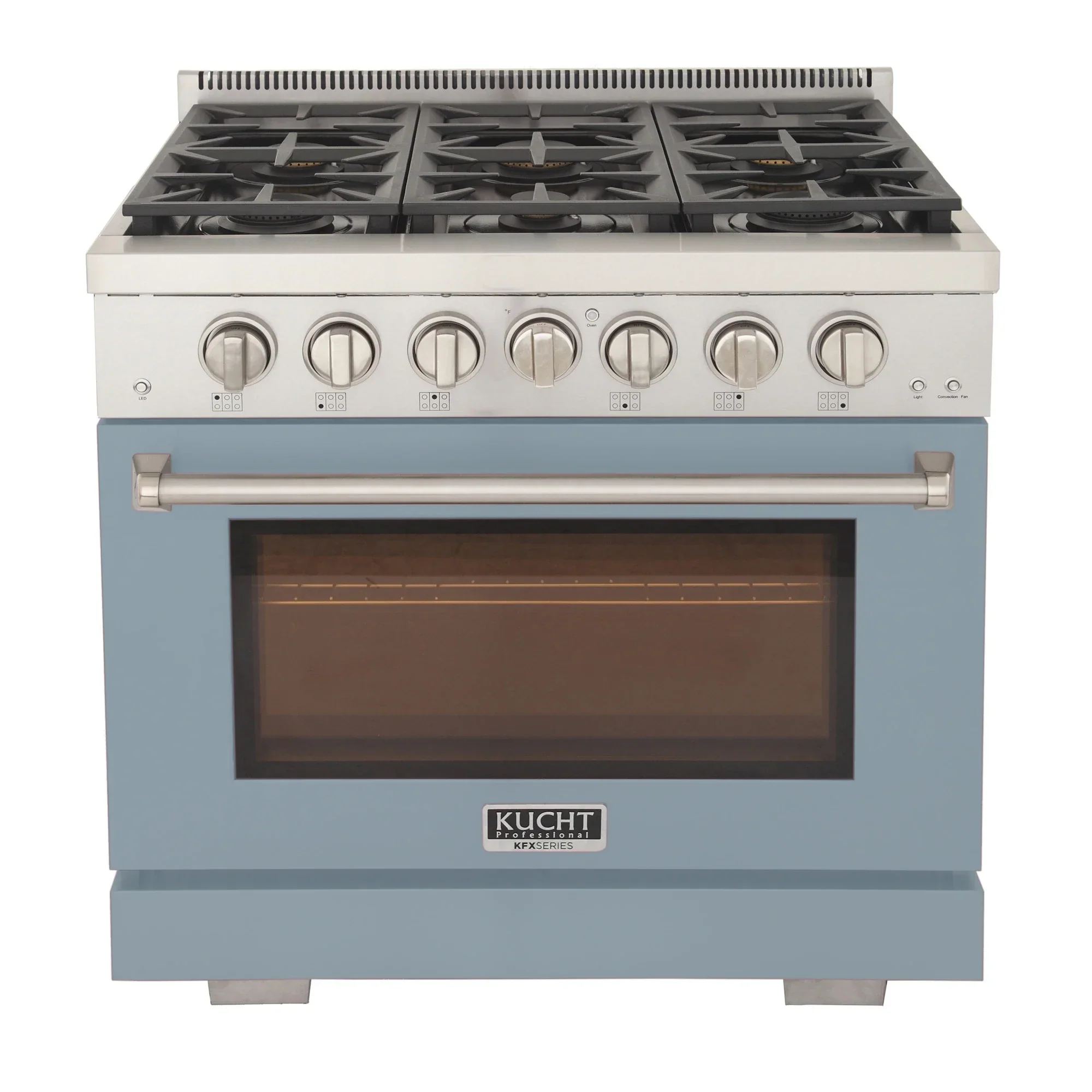 Kucht Professional 36-Inch 5.2 cu. ft. Propane Gas Range in Light Blue with True Simmer Burners (KFX3600X/LP-LB) - Image 2